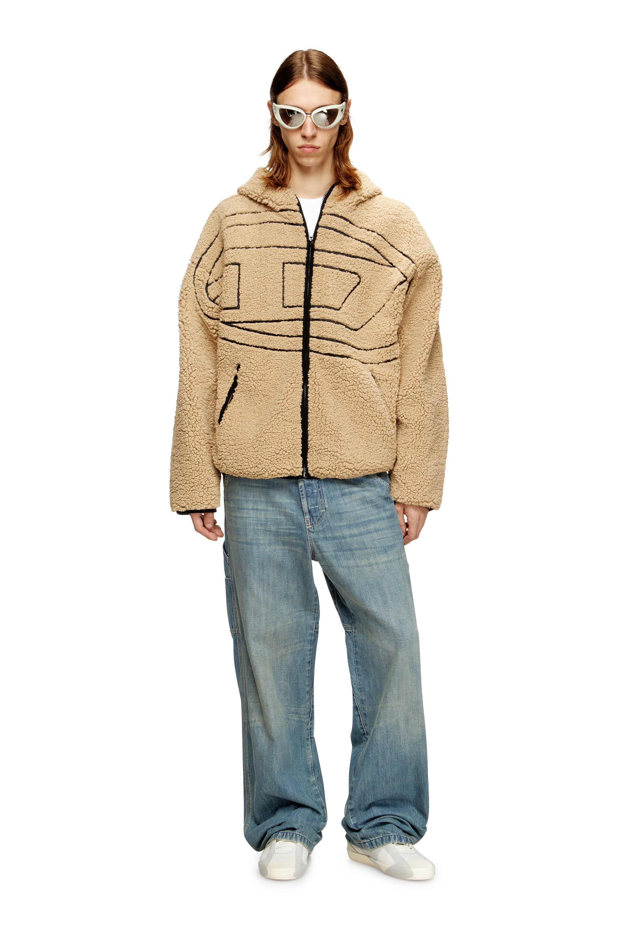 Diesel - S-ZAT, Veste à capuche en peluche Homme in Beige - 2