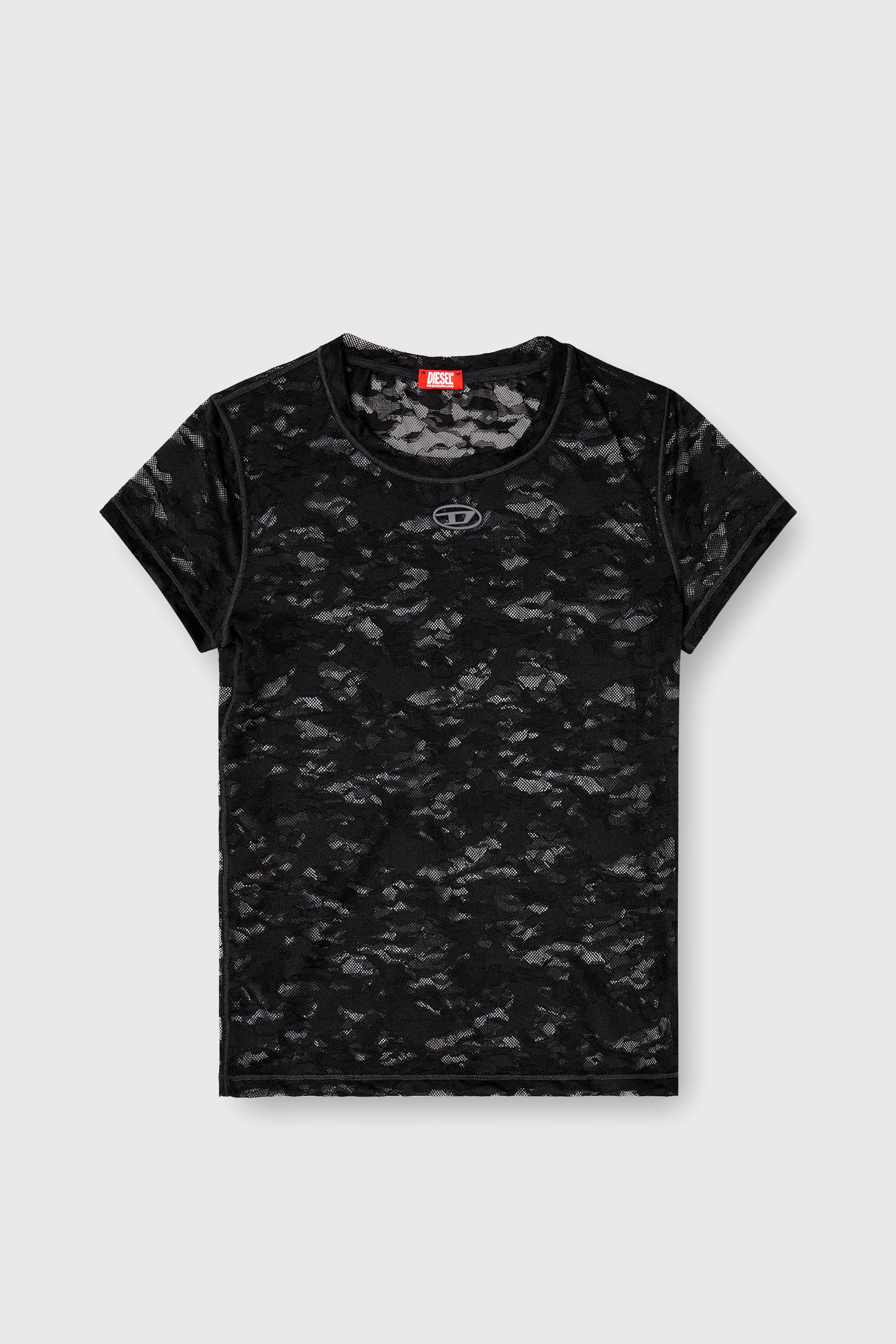Diesel - KASIA-UTLT, T-shirt en dentelle camouflage Femme in Noir - 2