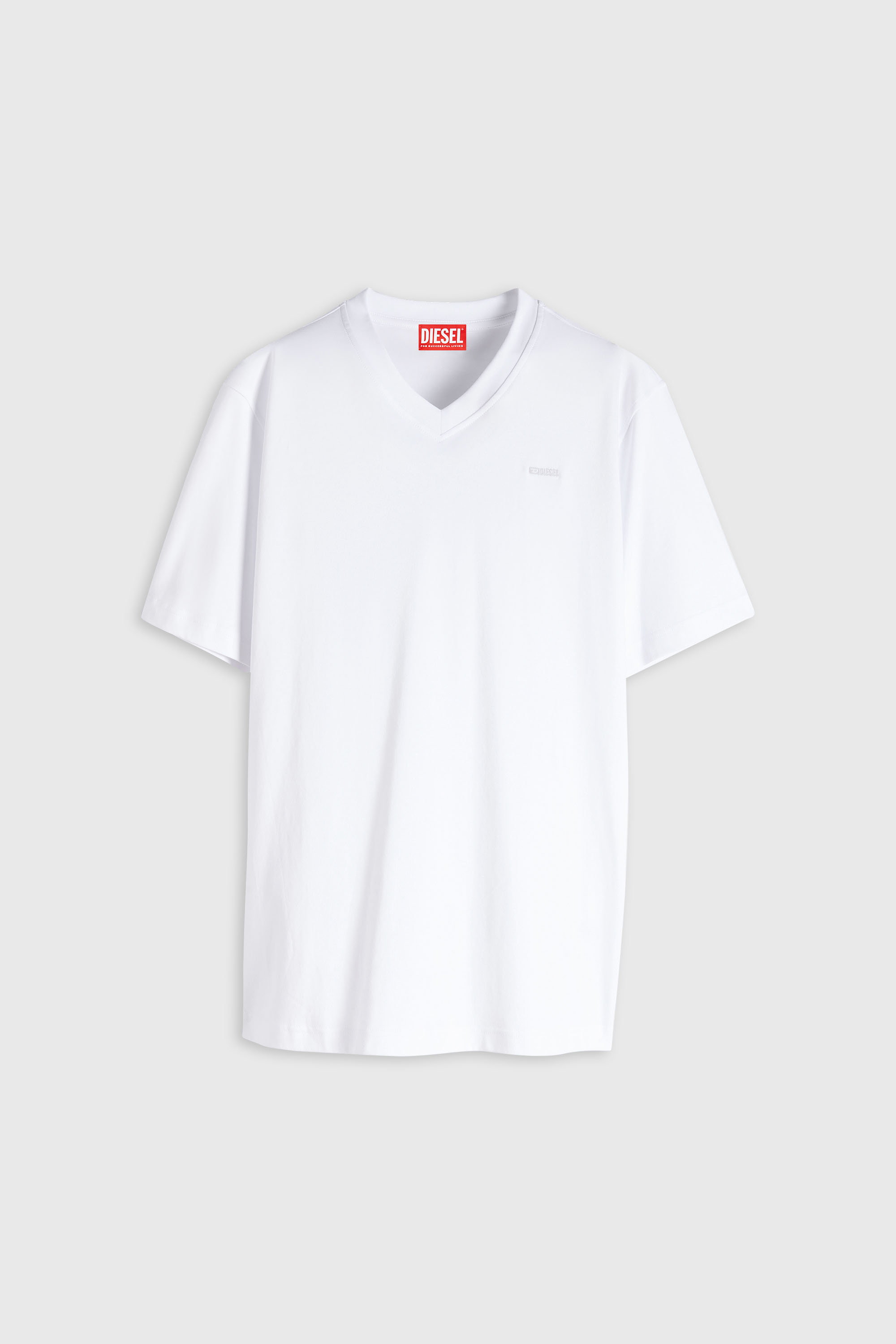 Diesel - T-ADJUST-V-MICRODIV, T-shirt &agrave; col en V avec micro logo brod&eacute; Homme in Blanc - 2