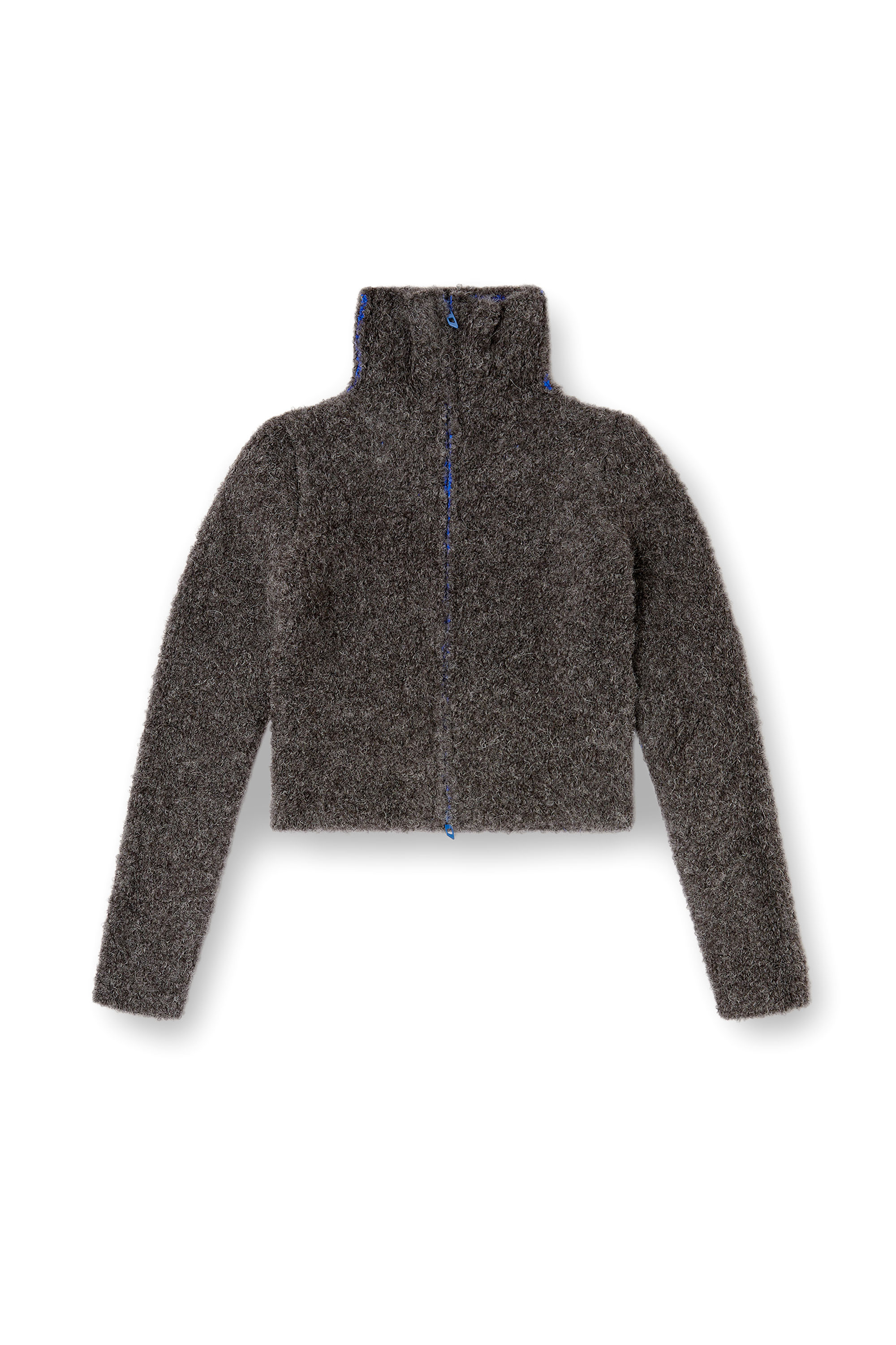 Diesel - M-ELEONERE, Cardigan zippé avec intérieur contrasté Femme in Gris - 3