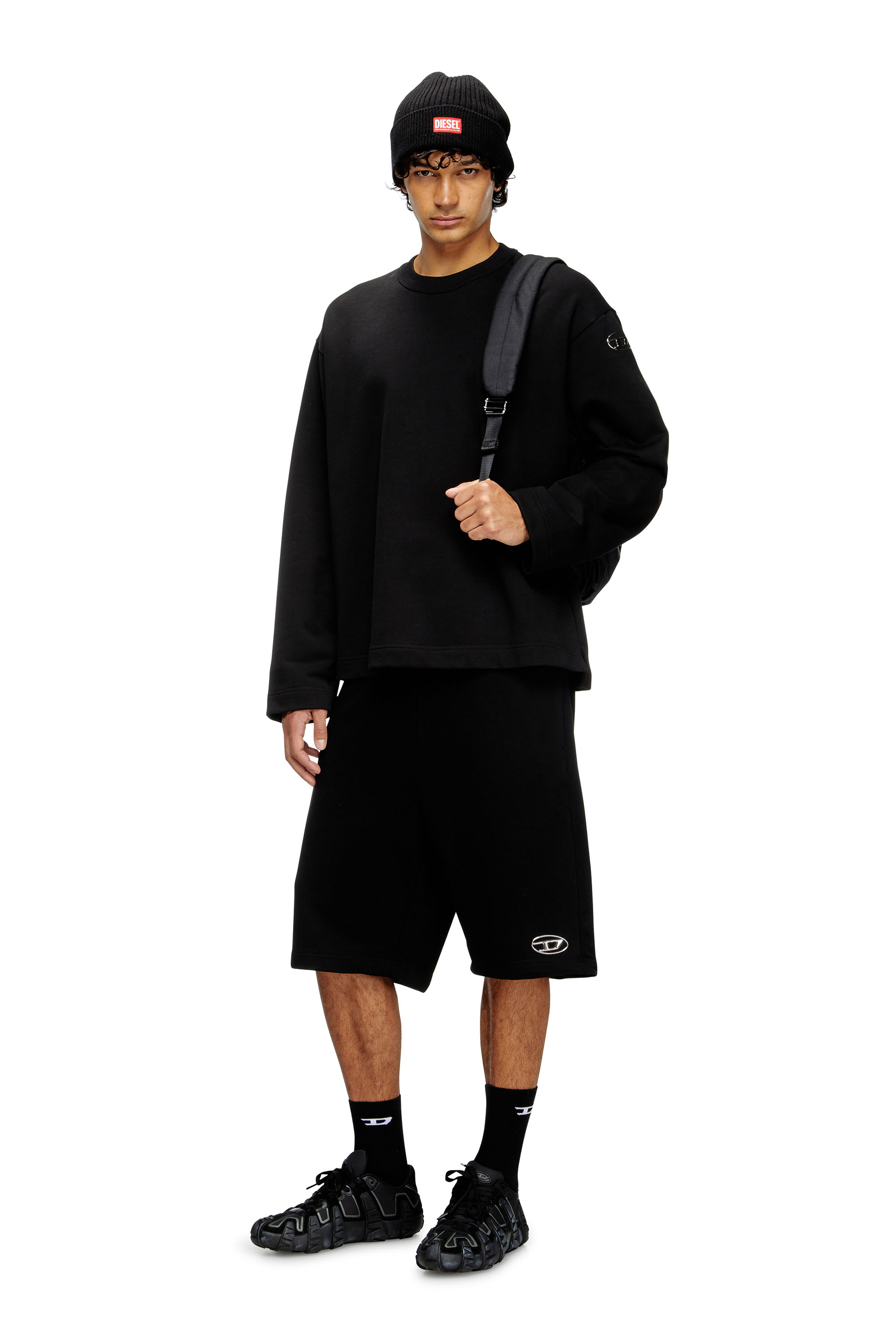 Diesel - S-MACSIS-OD, Man's Sweatshirt with metallic logo in Black - 1