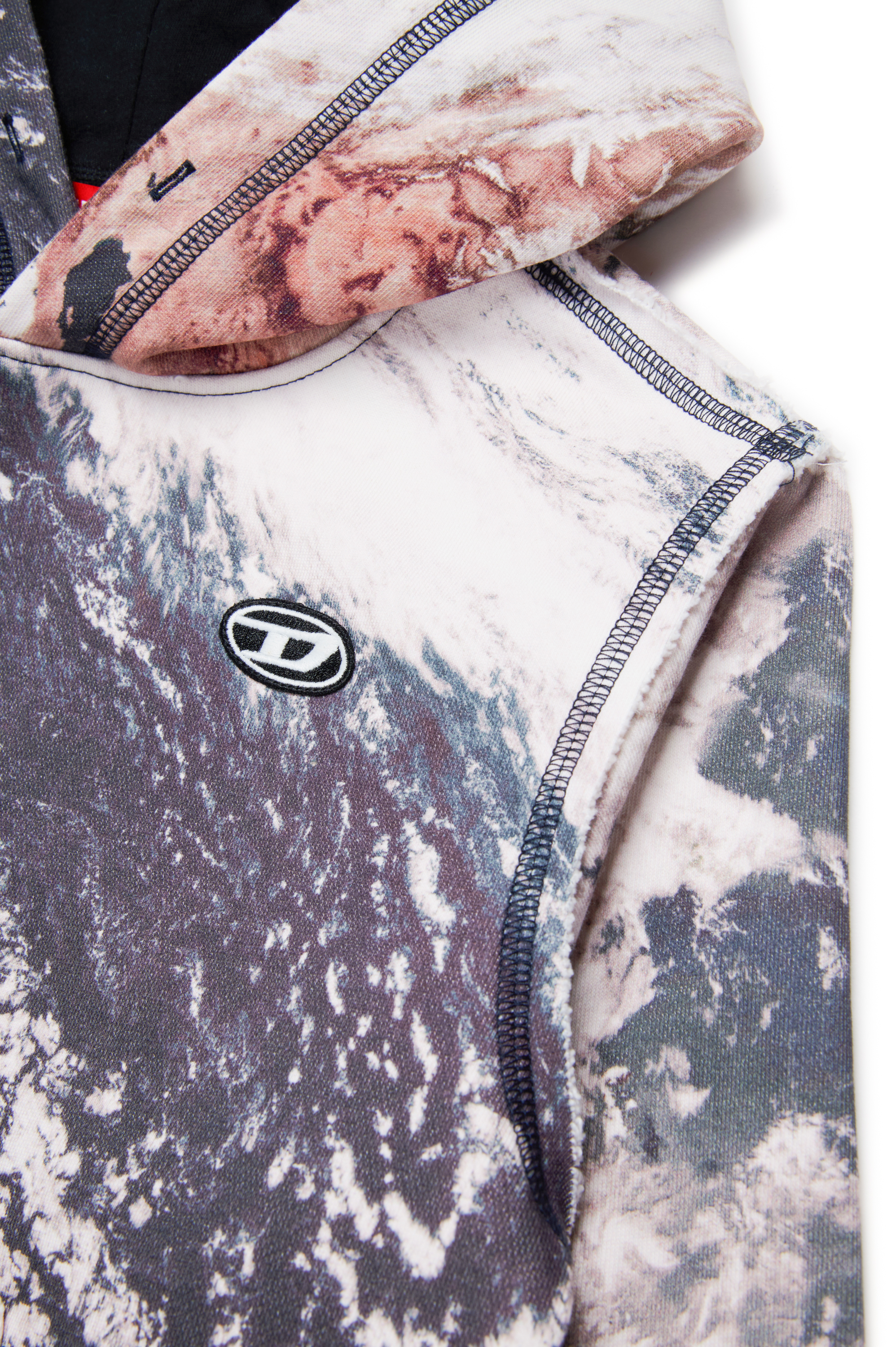 Diesel - SPAYHOODL1  OVER, Homme Sweat-shirt à capuche avec imprimé Planet Camo in Polychrome - Image 4
