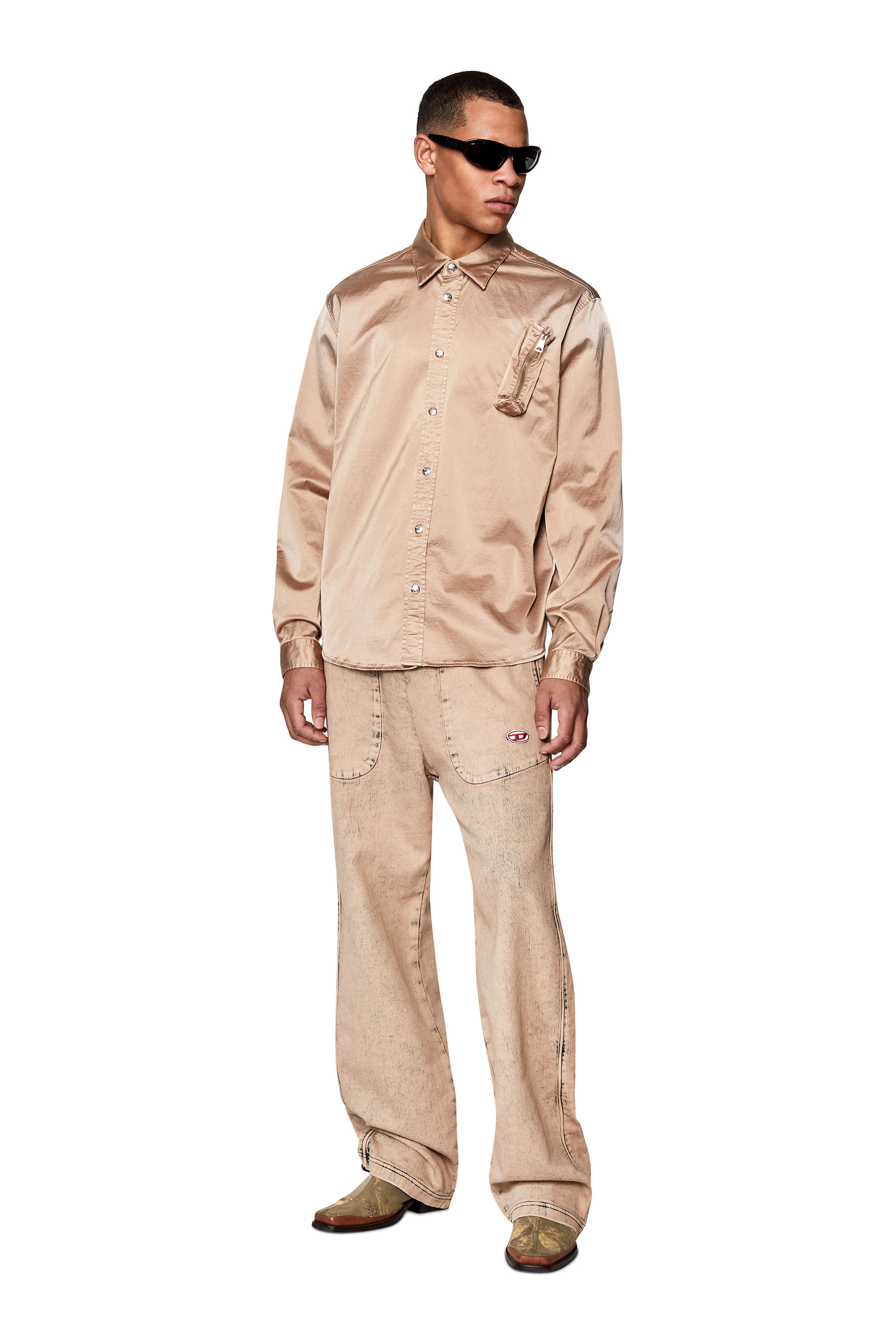Diesel - D-Martians Track Denim 09D16 Straight, Light Brown - Image 5