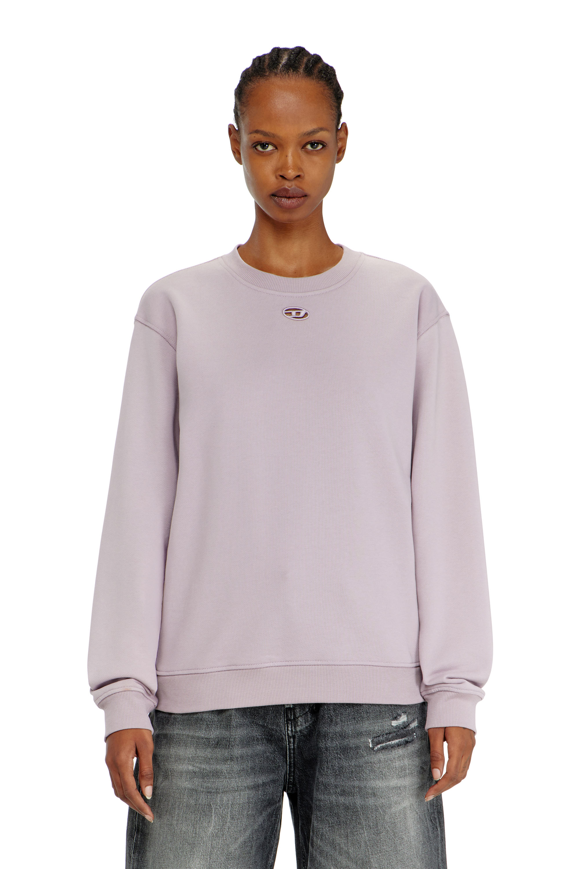 Diesel - F-NORMY-OD, Sweat-shirt en coton avec broderie Oval D Femme in Violet - 1