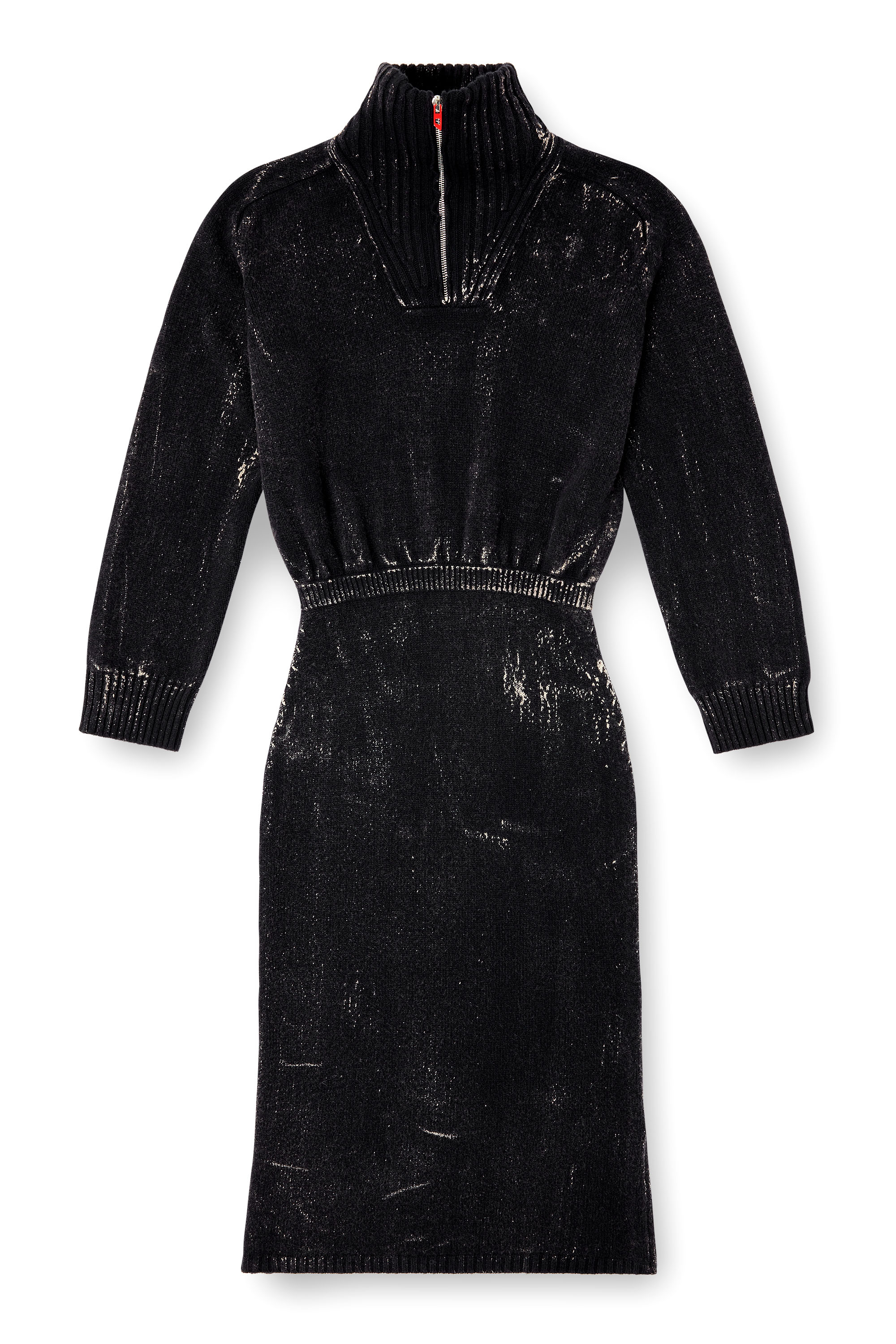 Diesel - M-MARCELLE, Robe midi en maille mélangée traitée Femme in Noir - 2