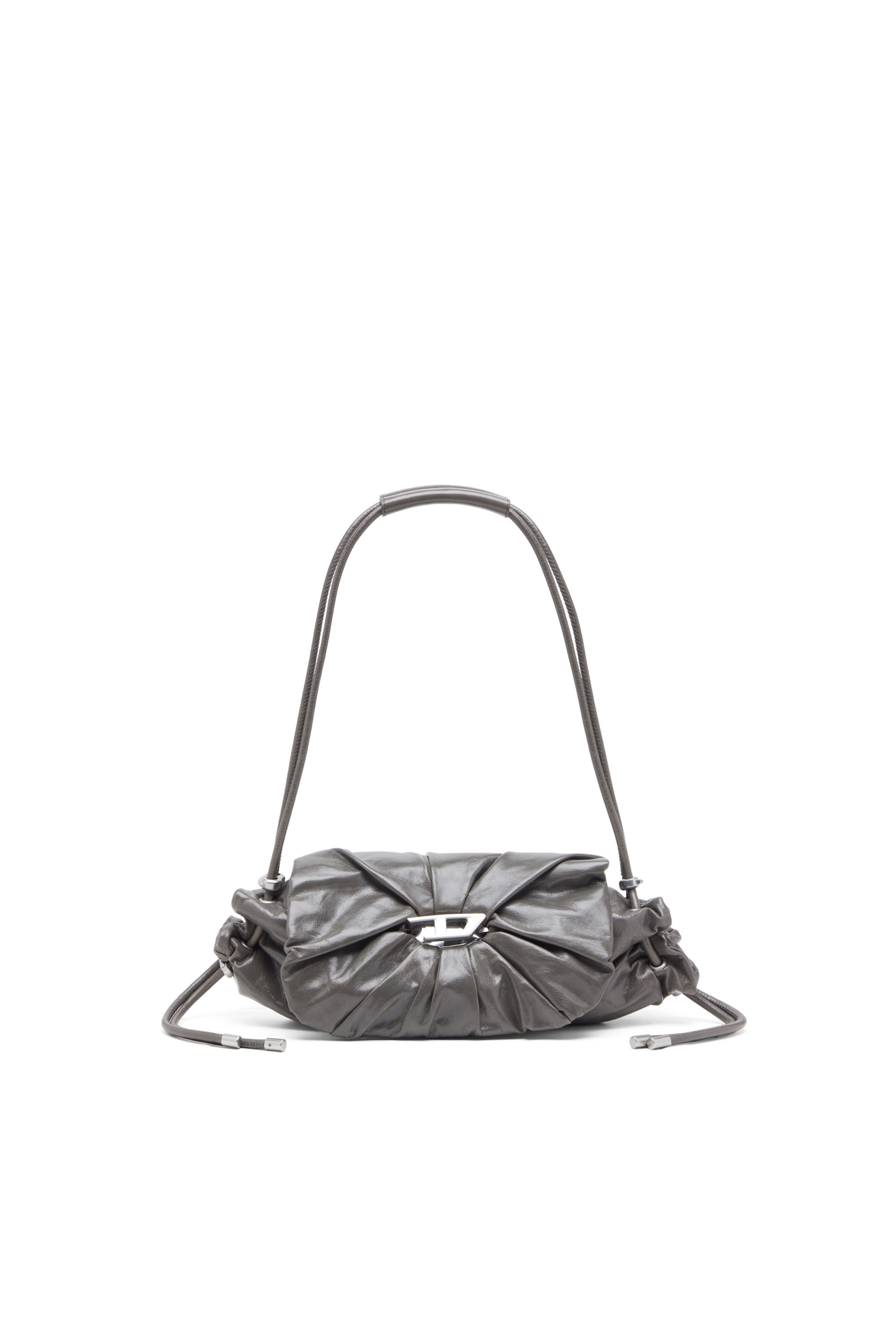 Diesel - SCRUNCH-D SHOULDER S, Scrunch-D S-Sac à bandoulière en cuir froissé Femme in Gris - 1