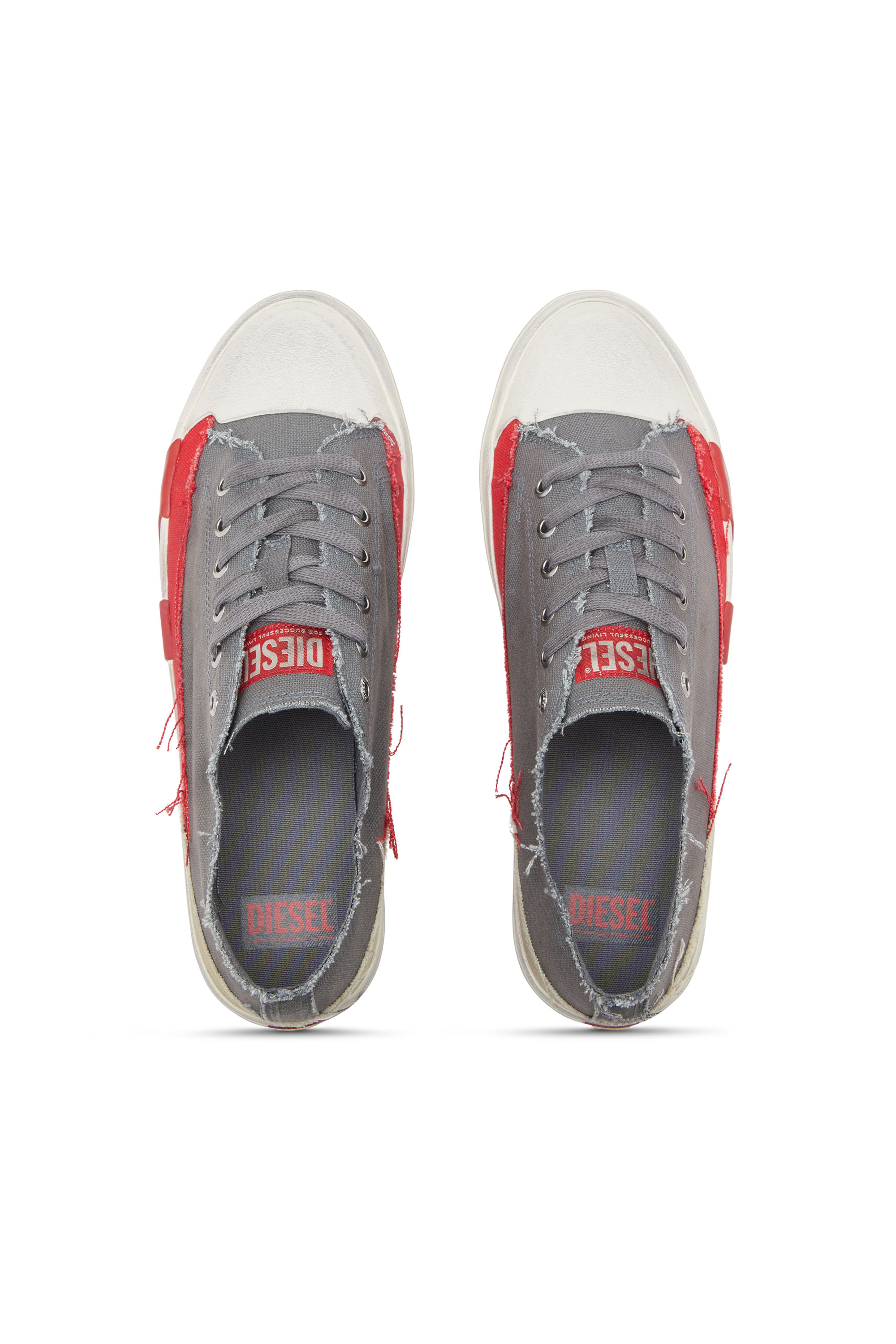 Diesel - S-D-VERSE LOW, S-D-Verse-Sneakers en toile à effet sali Homme in Gris - 4