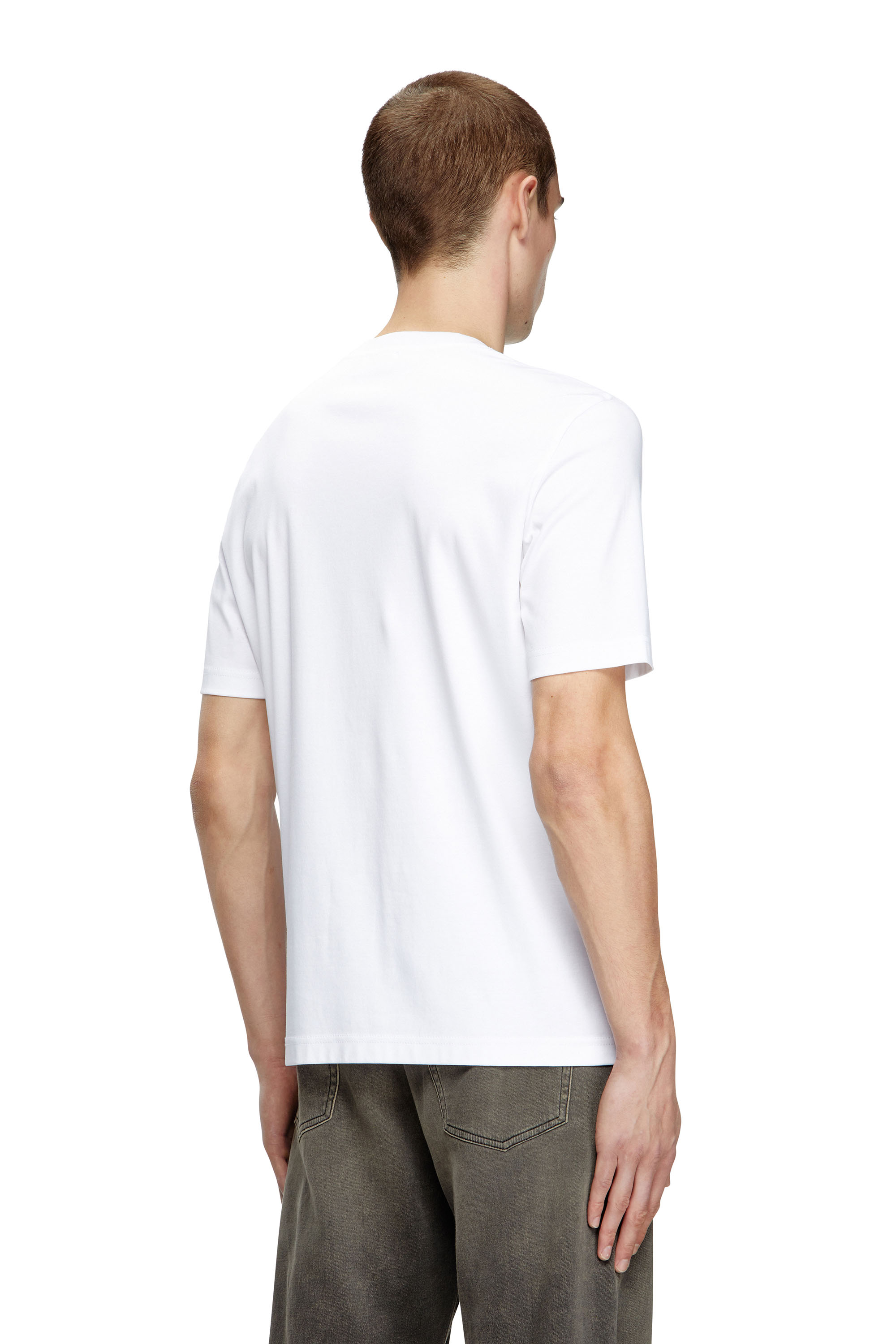 Diesel - T-MADJUST-R2, T-shirt en coton mercerisé avec logo ton sur ton Homme in Blanc - 4