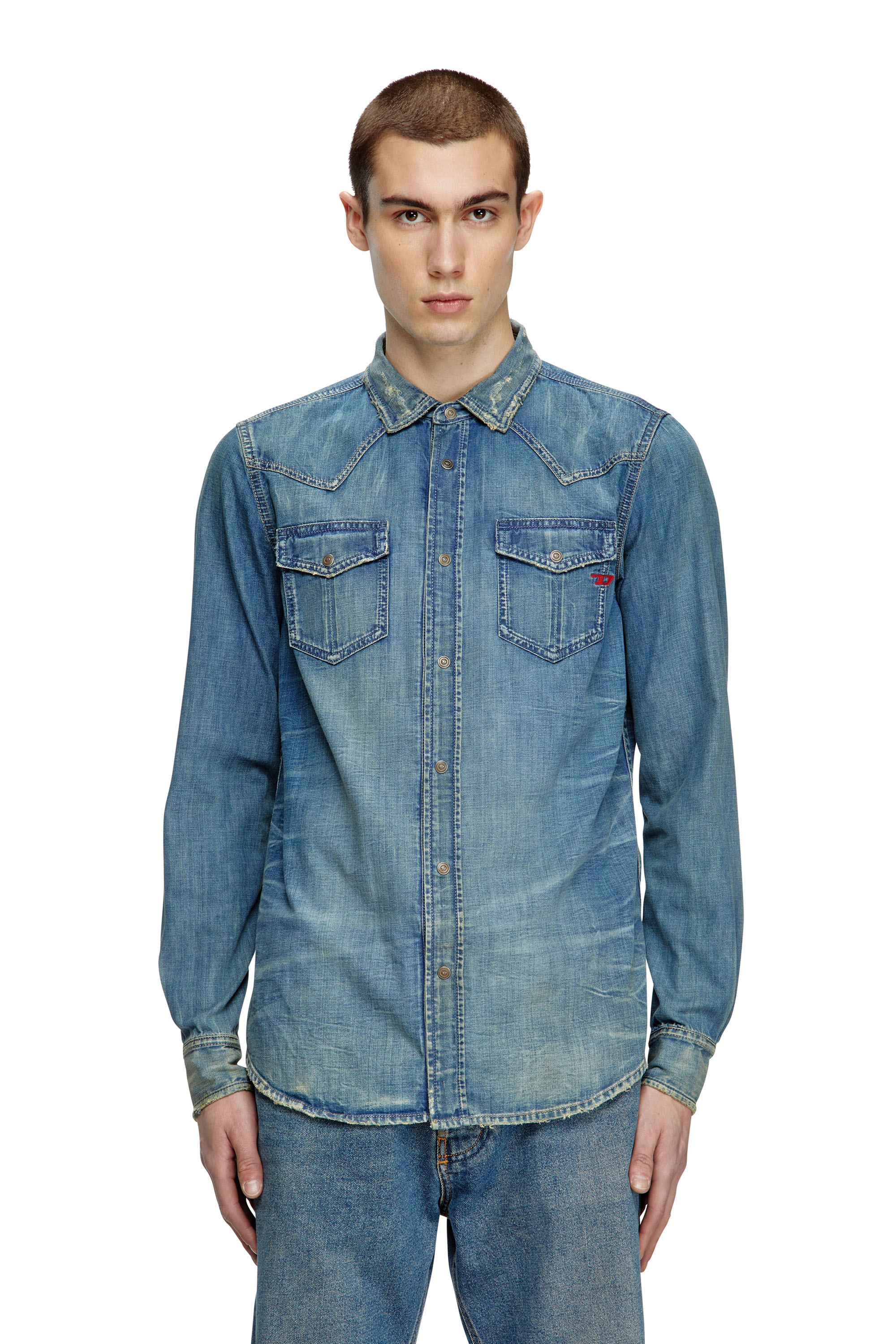 Diesel - D-VEGA, Surchemise en denim Homme in Bleu - 1