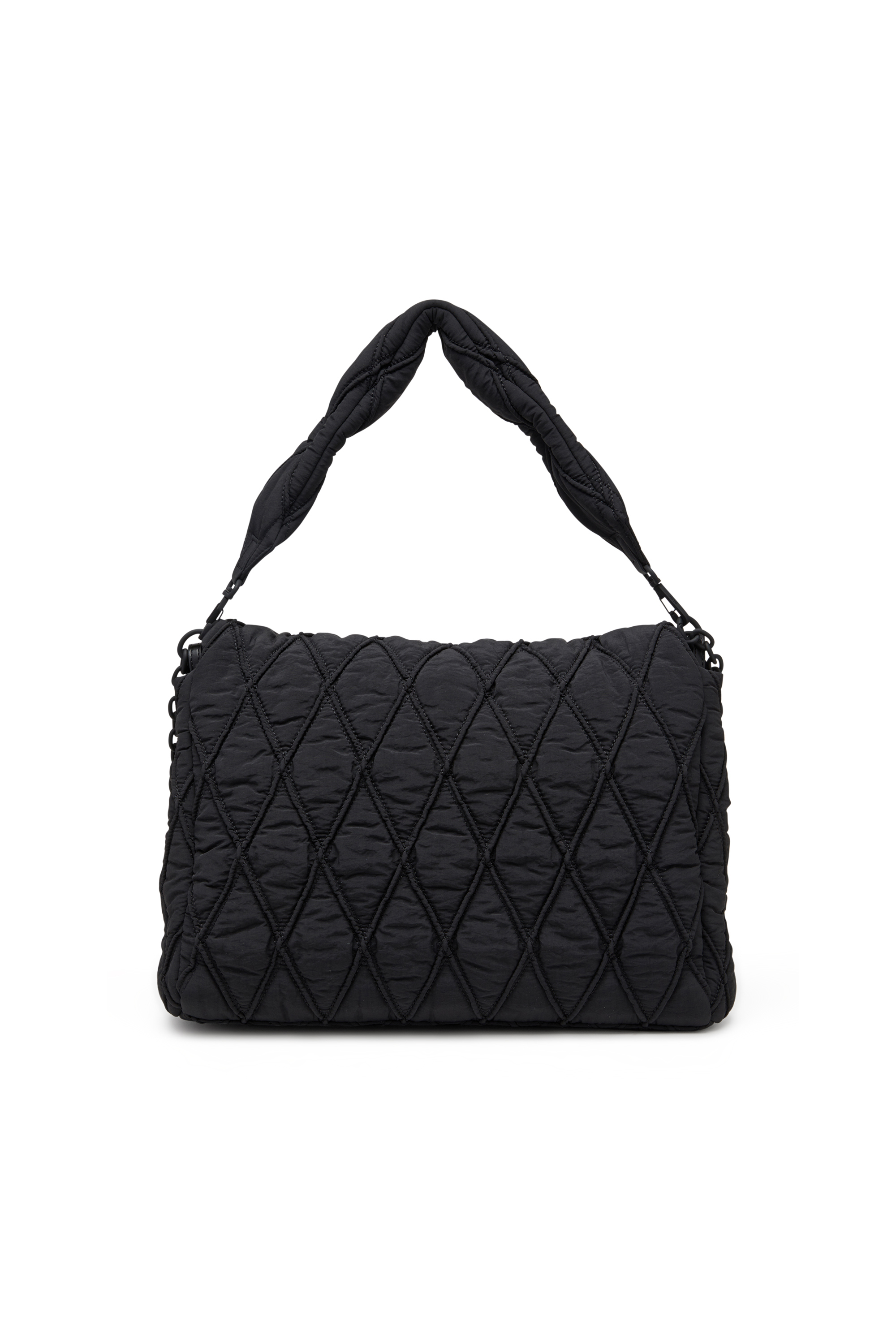 Diesel - CHARM-D SHOULDER L, Charm-D L-Sac à bandoulière en nylon délavé matelassé Femme in Noir - 2