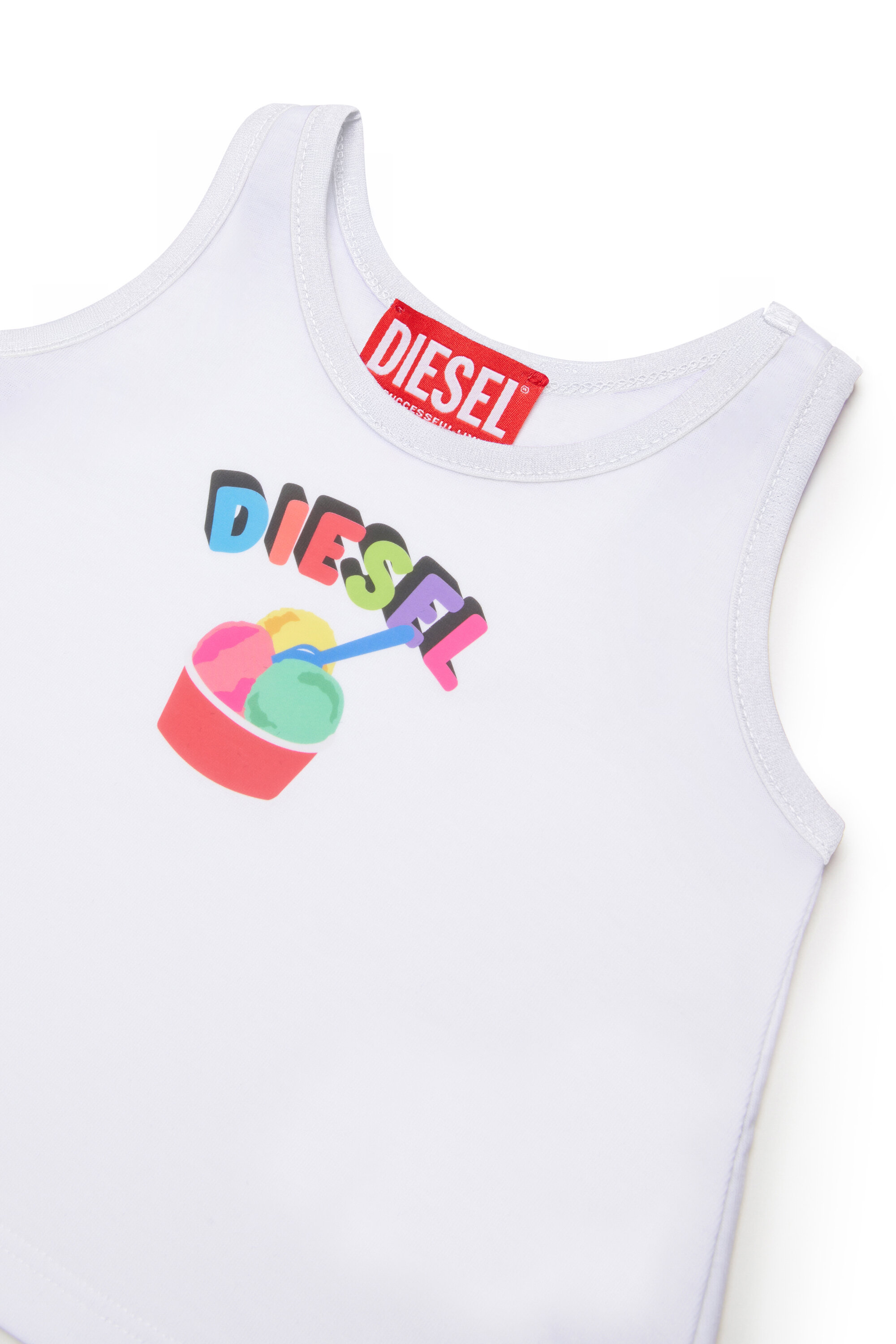 Diesel - MTICEB, Woman's Cotton tank top with ice cream print in White - 3