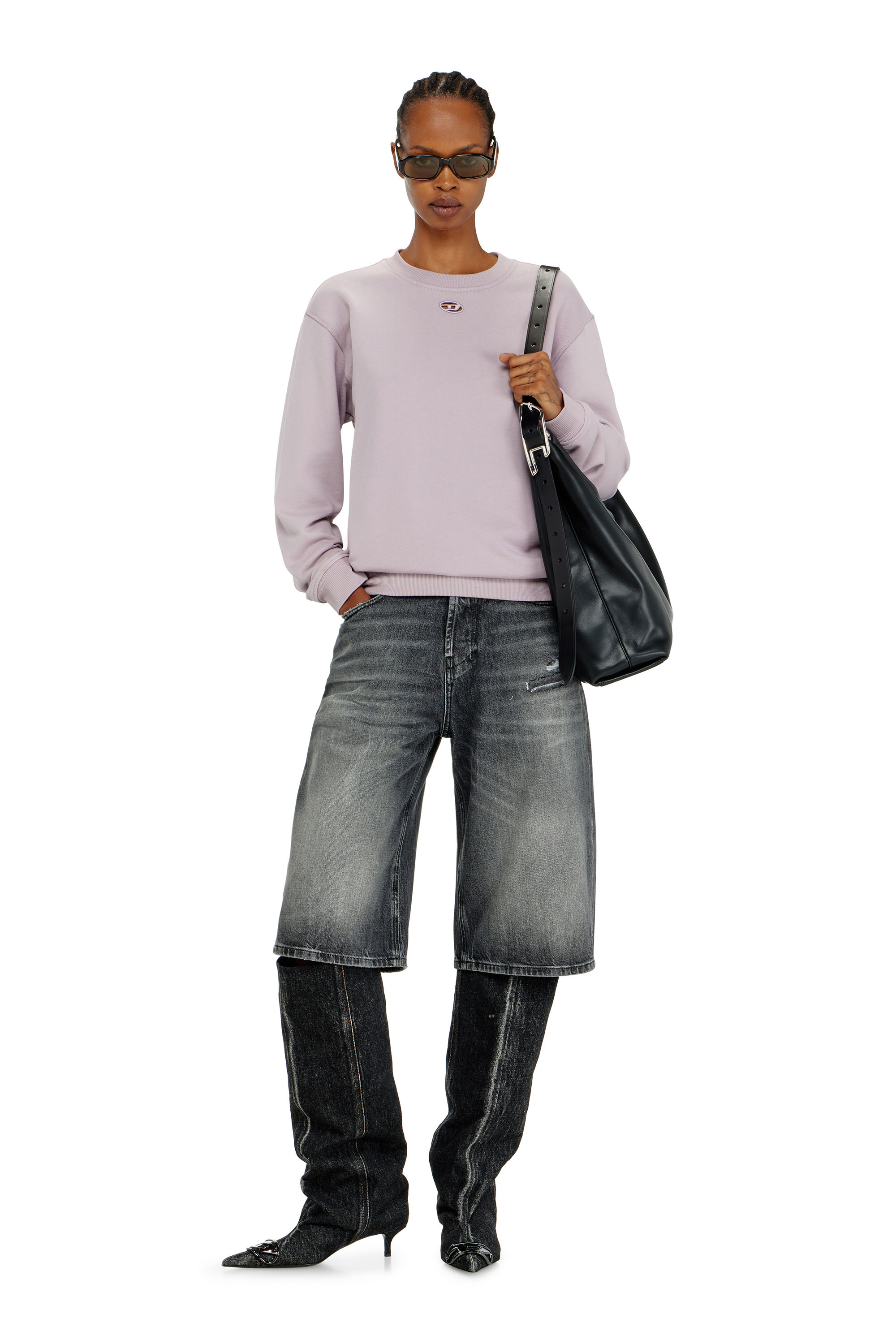 Diesel - F-NORMY-OD, Sweat-shirt en coton avec broderie Oval D Femme in Violet - 2