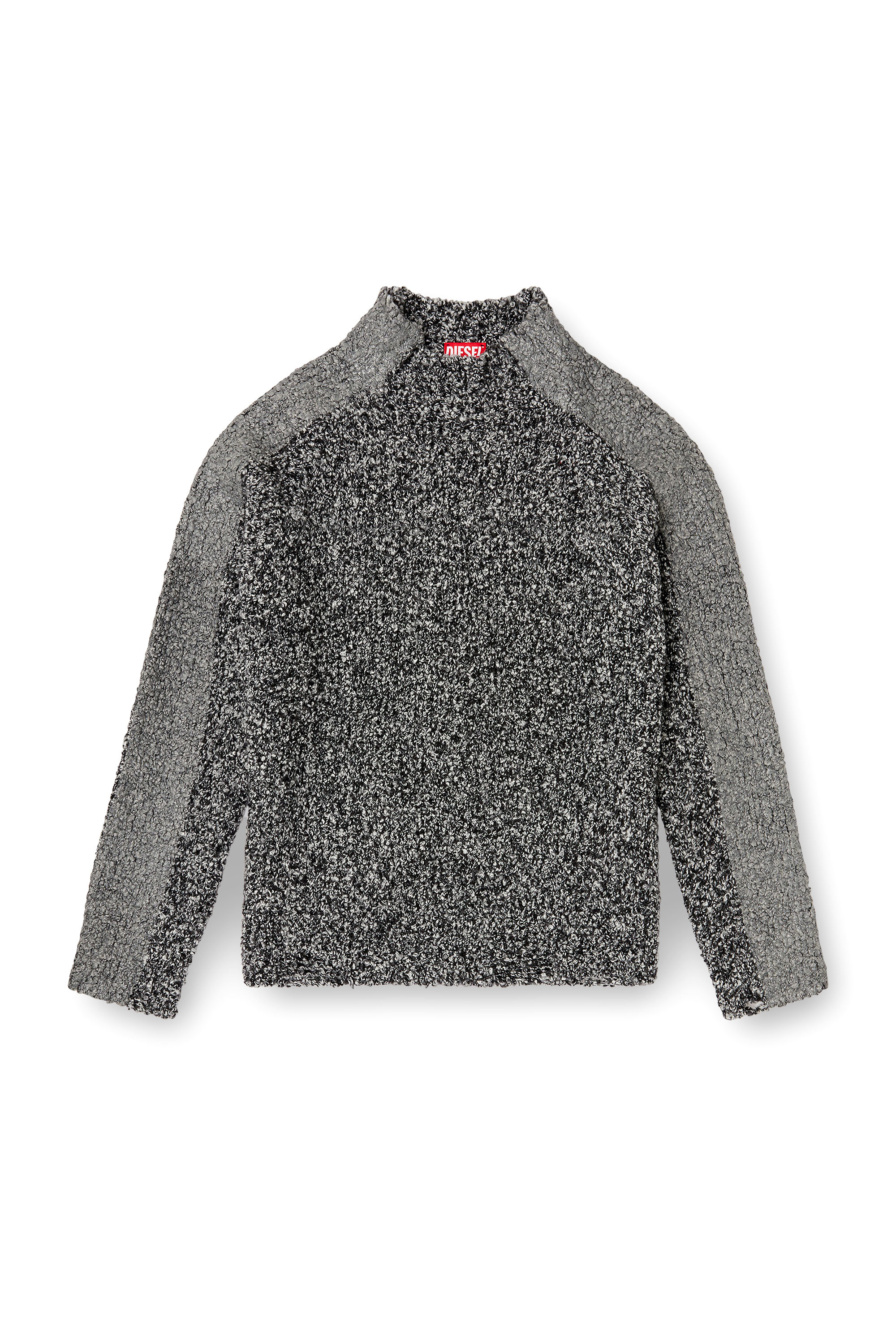 Diesel - K-ERLAND, Pull en maille bouclée avec bandes sur les manches Homme in Noir - 3