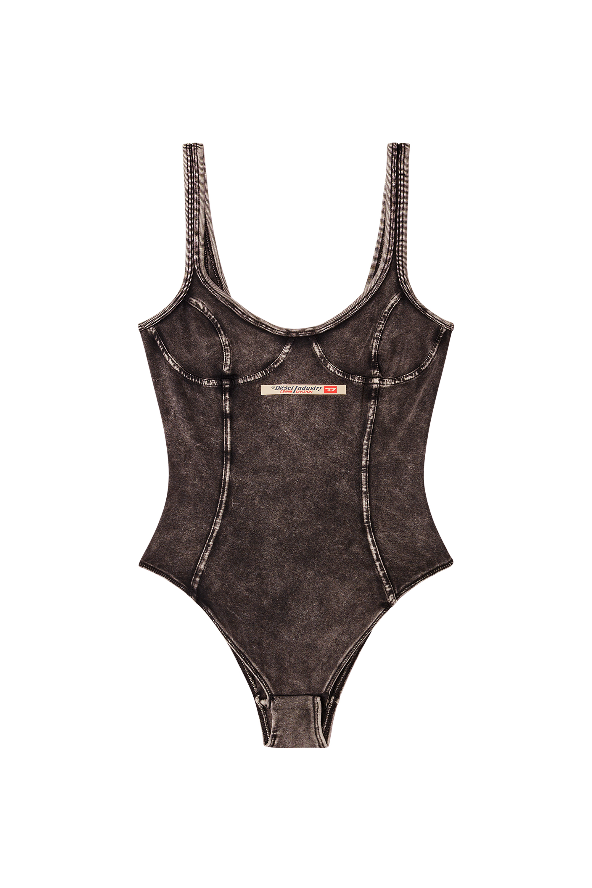Diesel - CAMI-DNM, Body en jersey effet denim Femme in Noir - 4