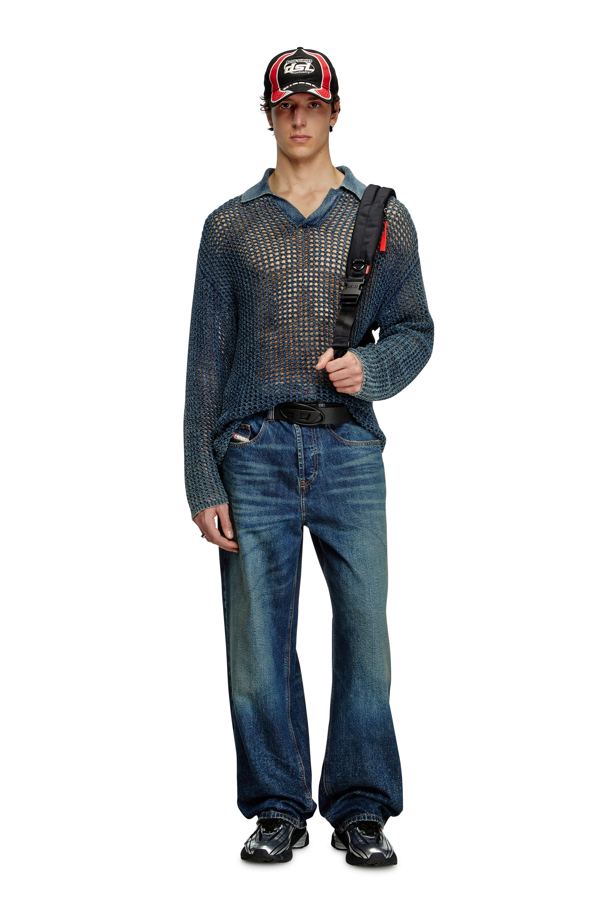 Diesel - K-SQUARED, Pull polo en tricot ouvert en fil de denim Homme in ToBeDefined - 2