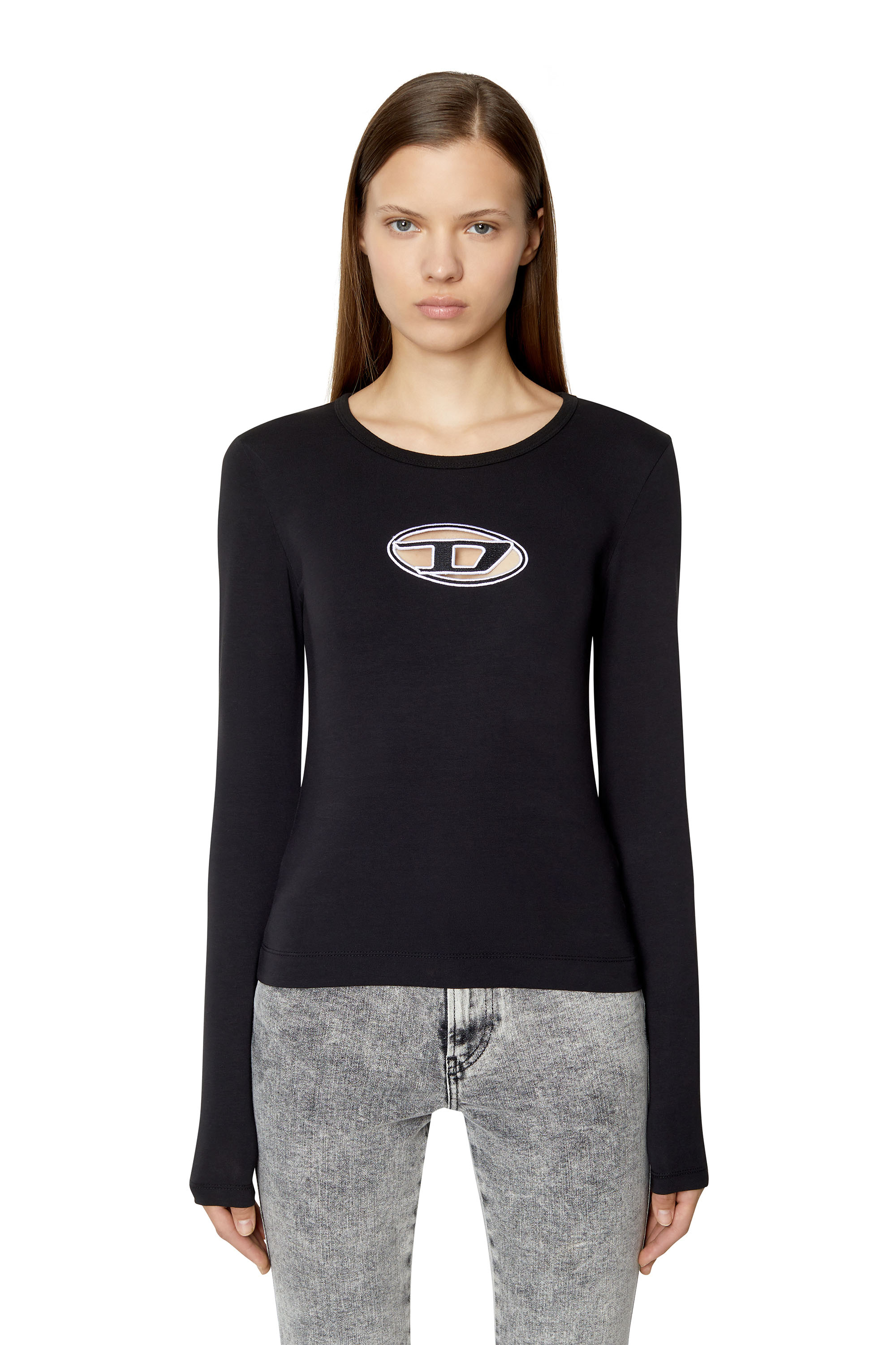 T-ANGIE Women's Long-sleeve cotton T-shirt, cut-out logo