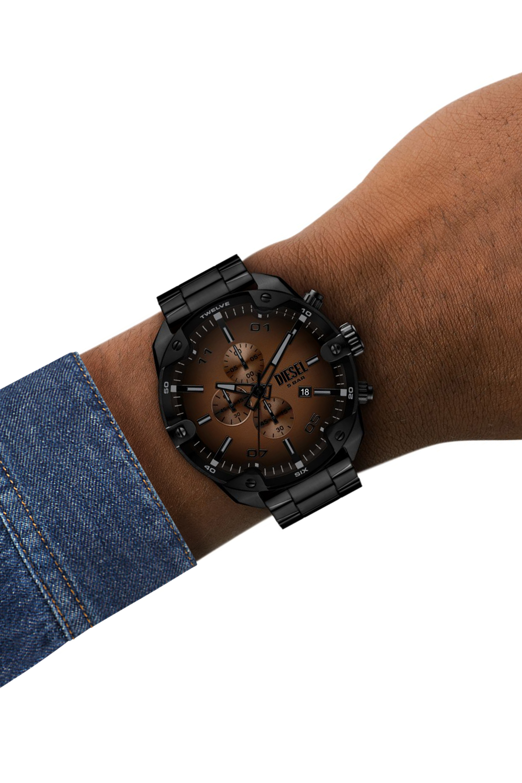 Diesel - DZ4691 WATCH, Montre Spiked noire en acier inoxydable à pointes Homme in Noir - 4