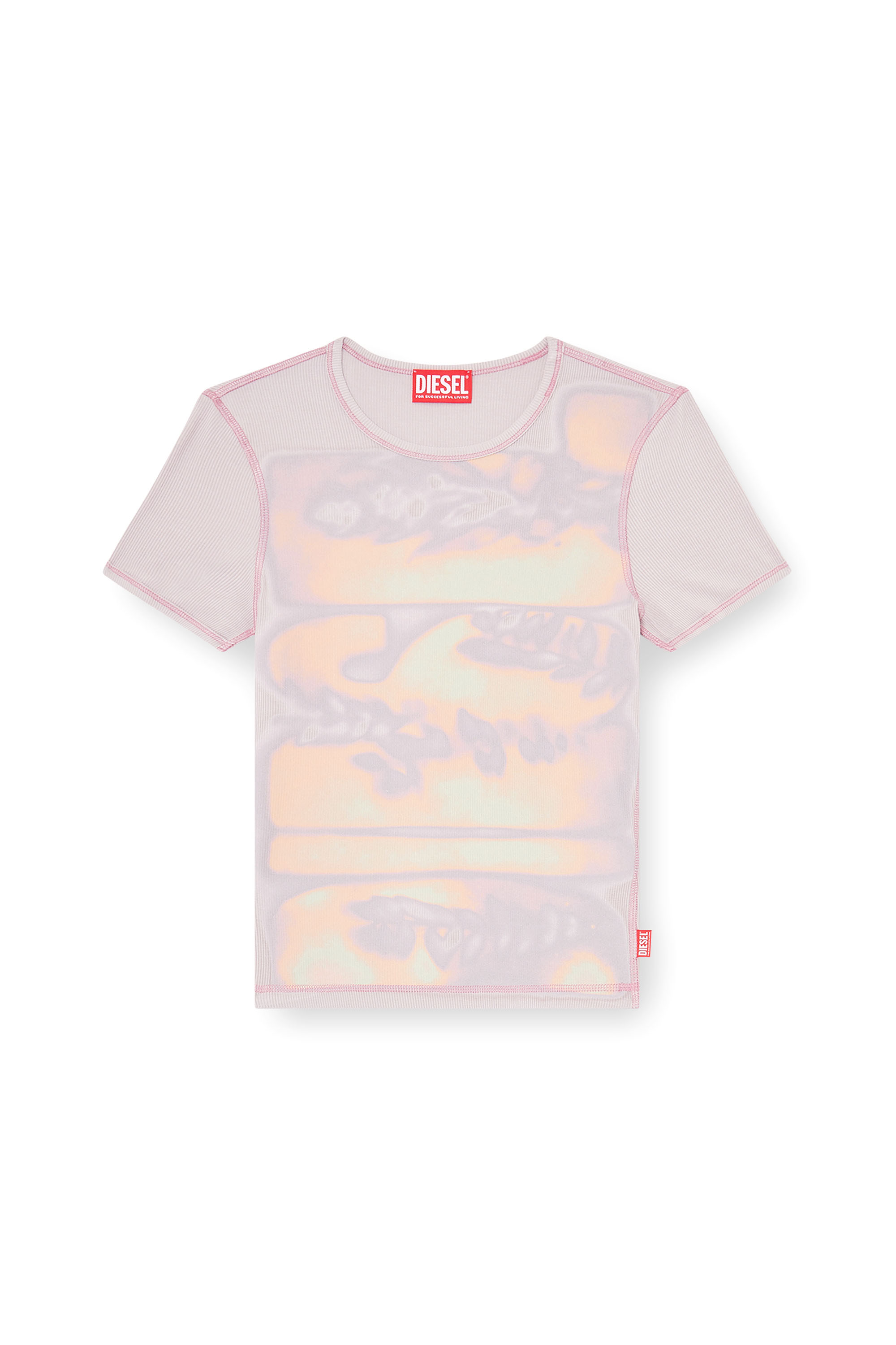 Diesel - T-ELE-LONG-AA1, Haut slim en jersey avec imprim&eacute; graphique Femme in Violet - 2