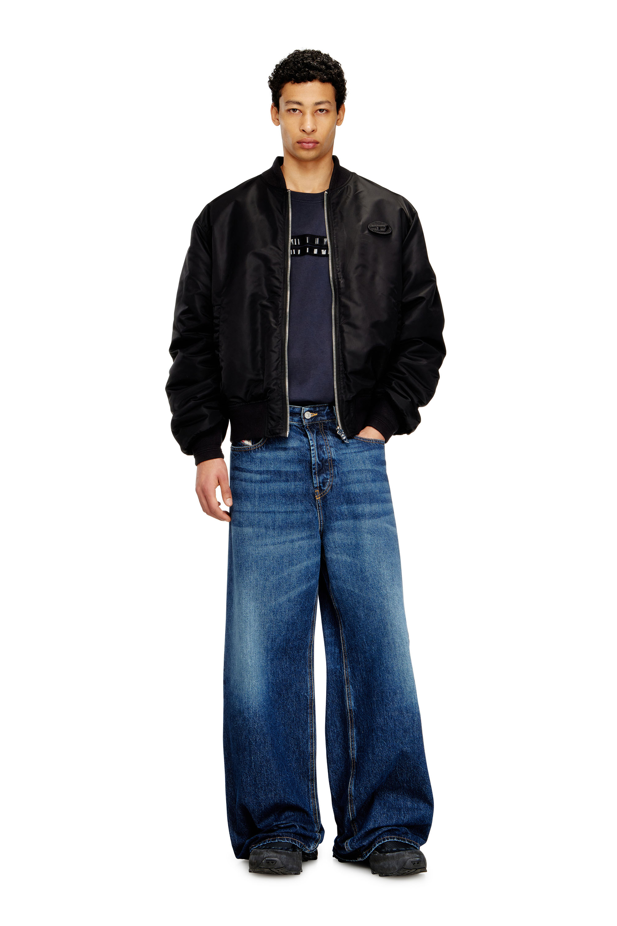 Diesel - T-REDDY, T-shirt en coton classique avec bandes framis Homme in Bleu - 2