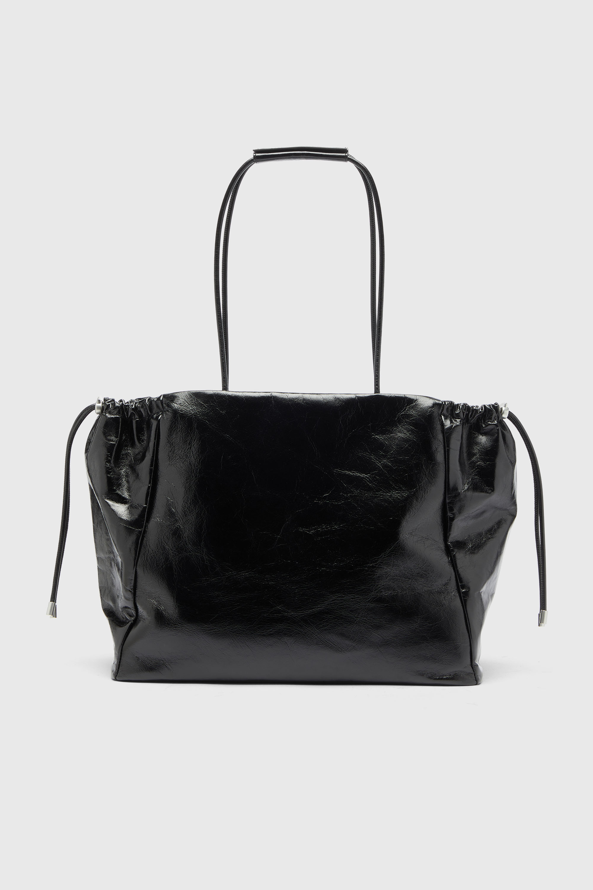 Diesel - SCRUNCH-D TOTE E/W, Scrunch-D - Sac cabas en cuir brillant effet froiss&eacute; Femme in Noir - 3