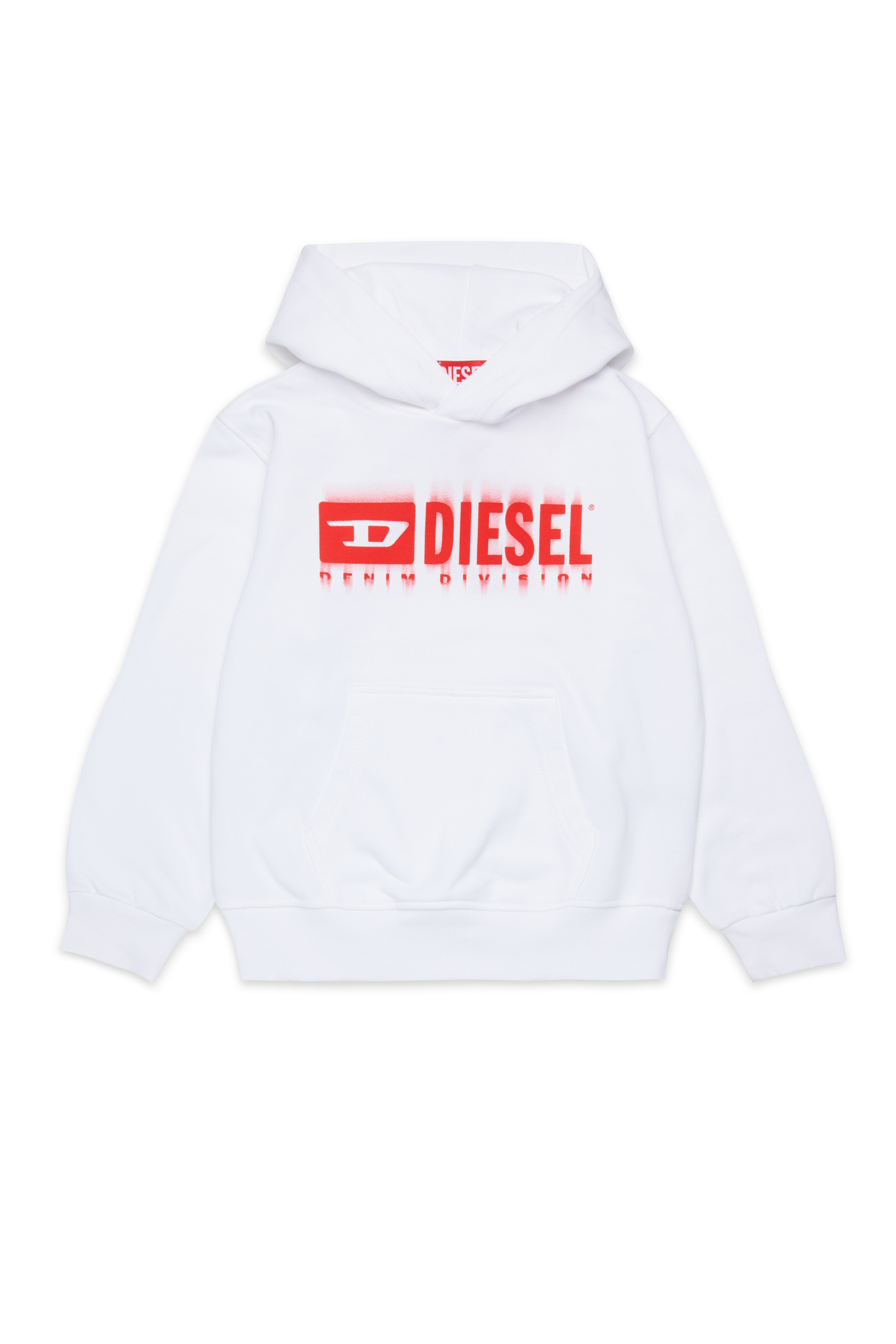 Diesel - SGINNHOODL5 OVER, Sweat-shirt à capuche avec logo taché Homme in Blanc - 1