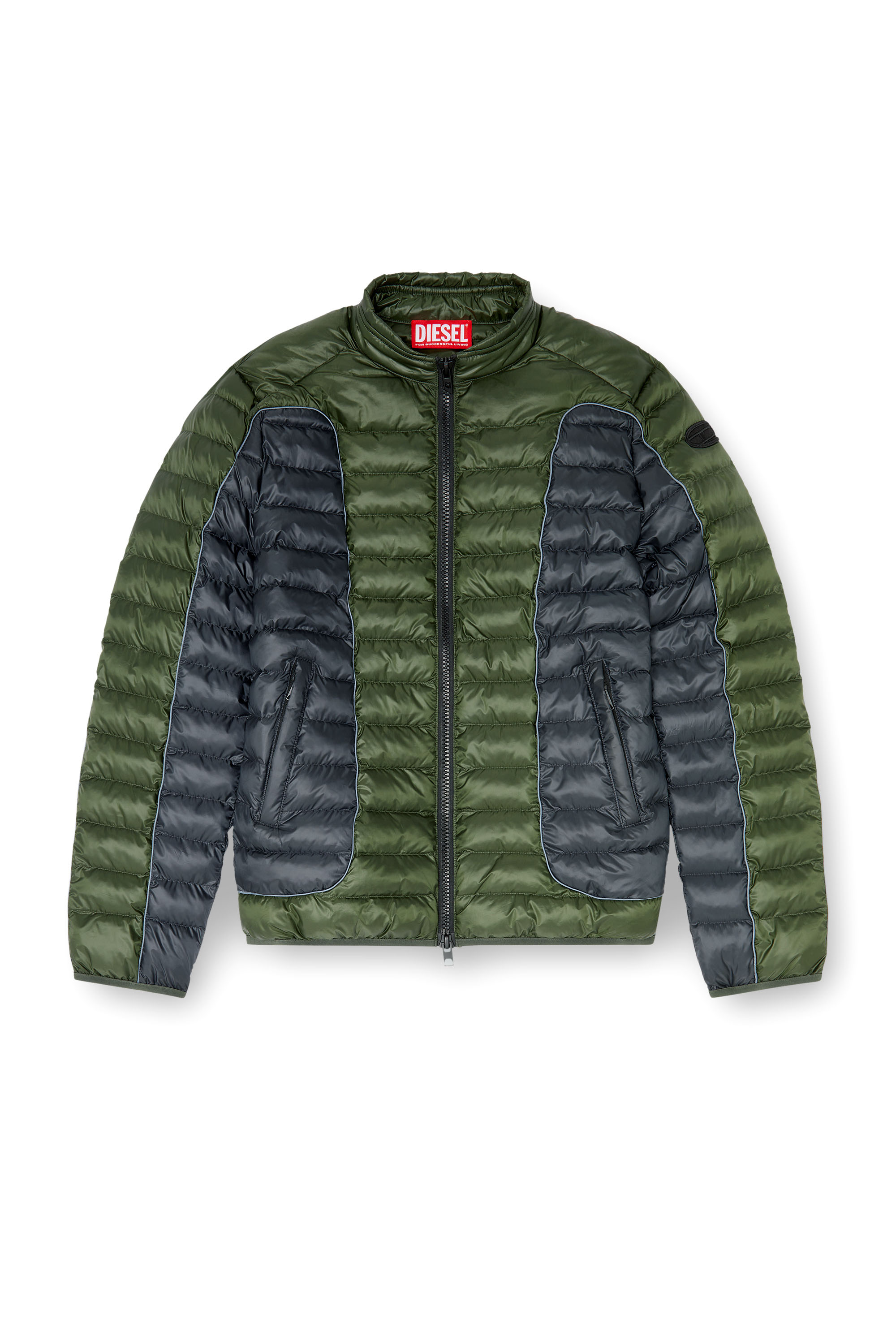 Diesel - W-PILOT-BLOCK, Doudoune style biker &agrave; empi&egrave;cements color block Homme in Polychrome - 3
