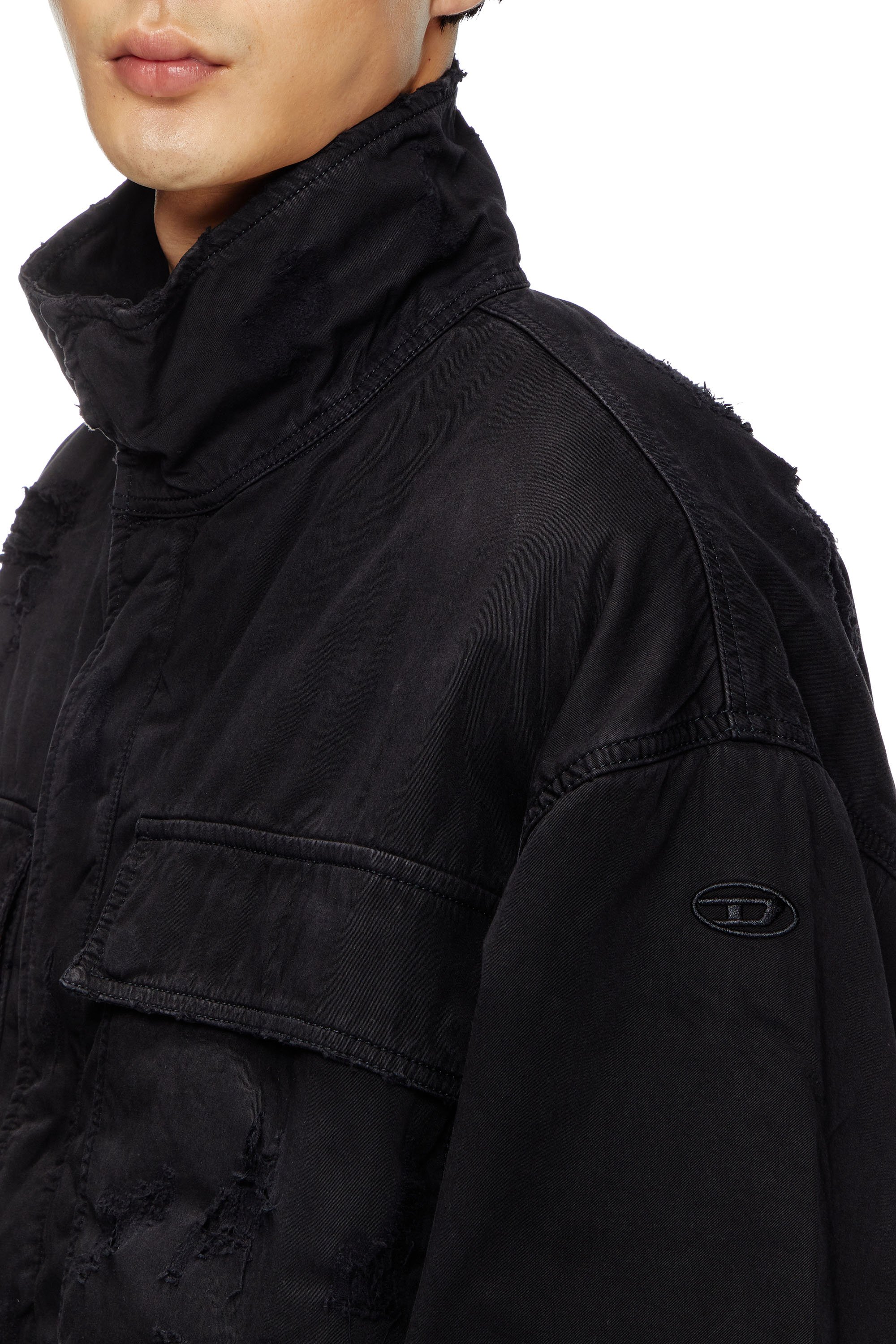 Diesel - J-OISE, Veste utilitaire en coton dobby effet déchiré Homme in Noir - 5