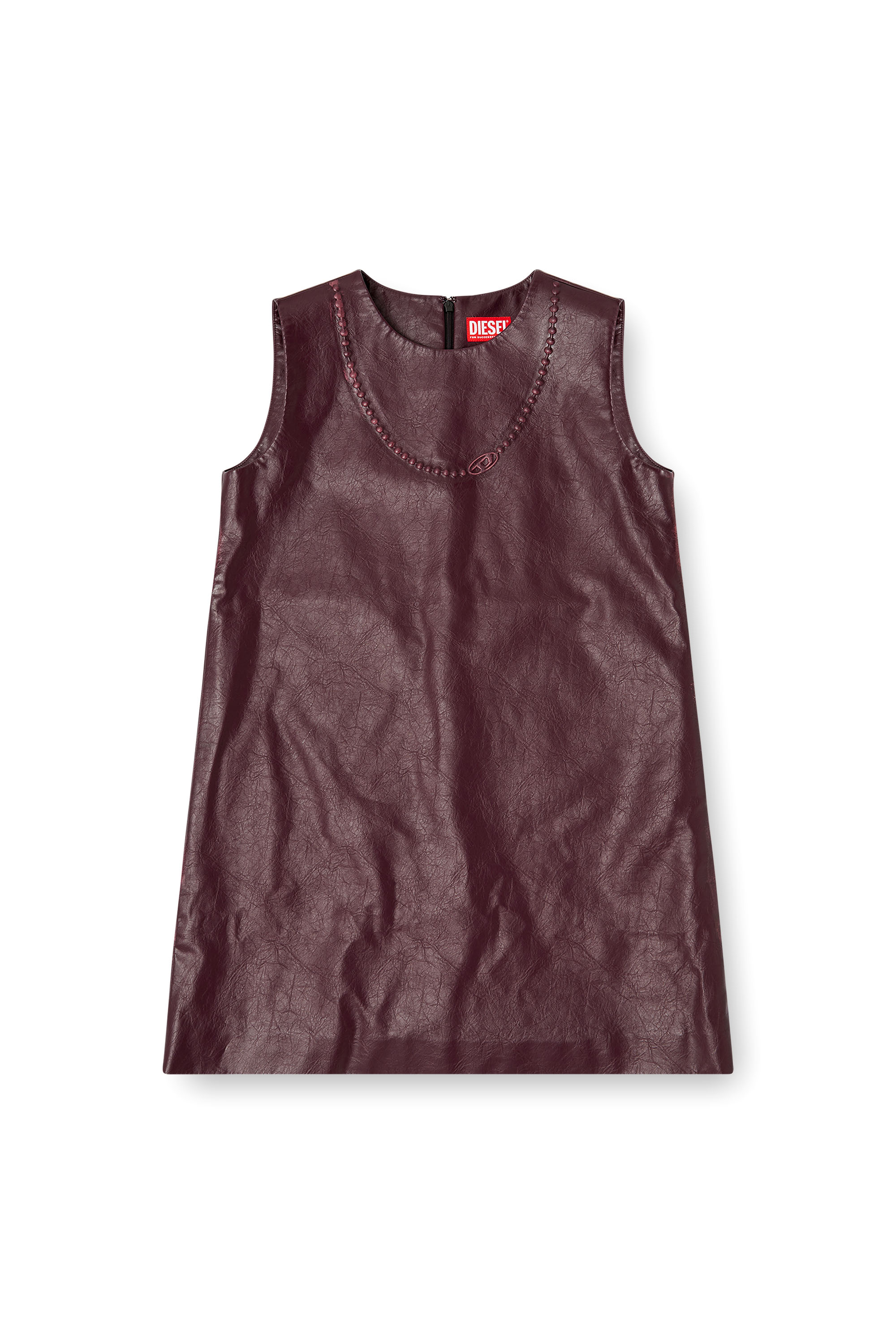 Diesel - FR-D-ARES, Mini-robe sans manches burgundy en tissu enduit Femme in Rouge - 2