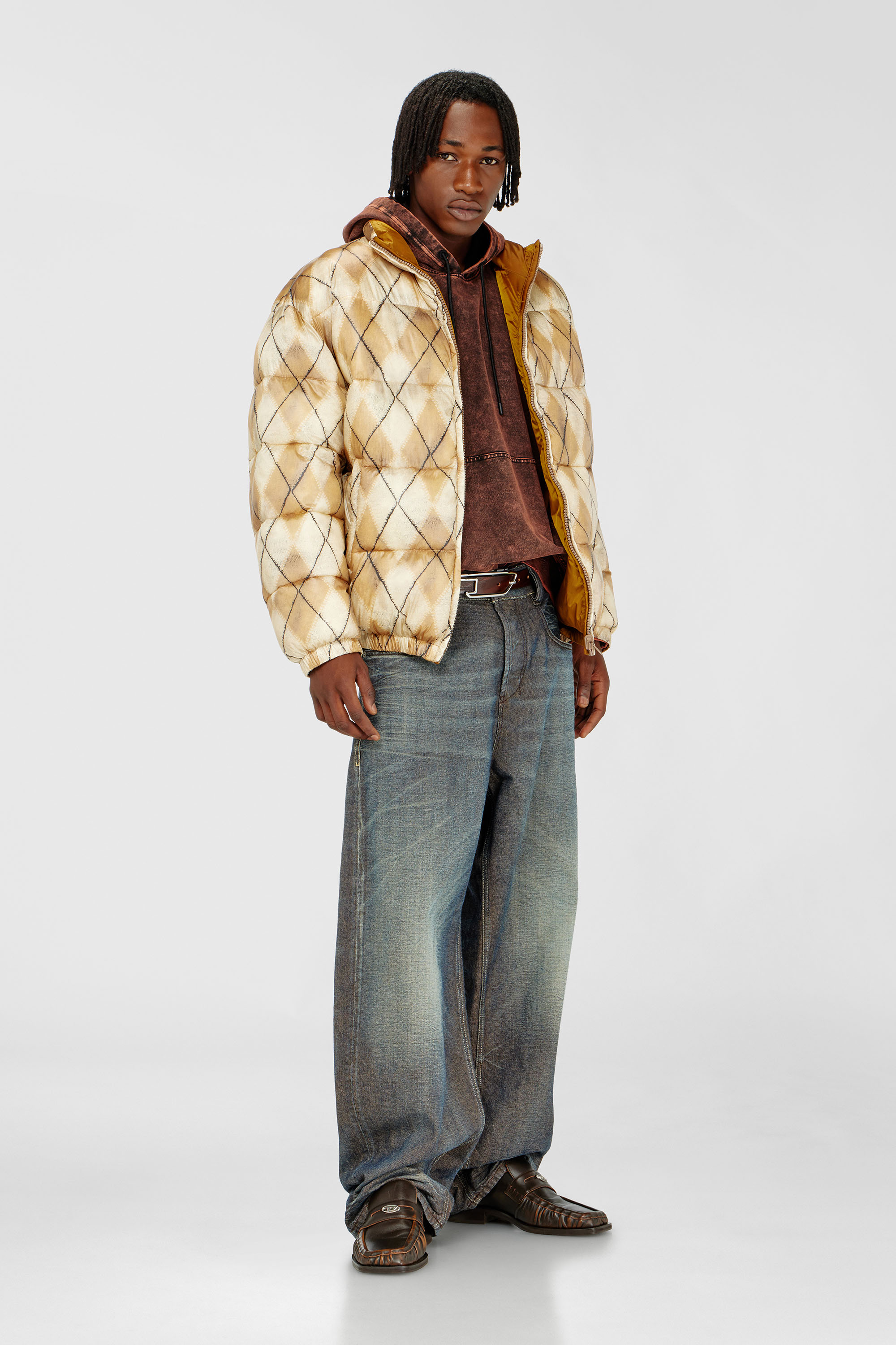 Diesel - S-BOXT-HOOD-TUK, Sweat &agrave; capuche effet denim trait&eacute; Homme in Marron - 2