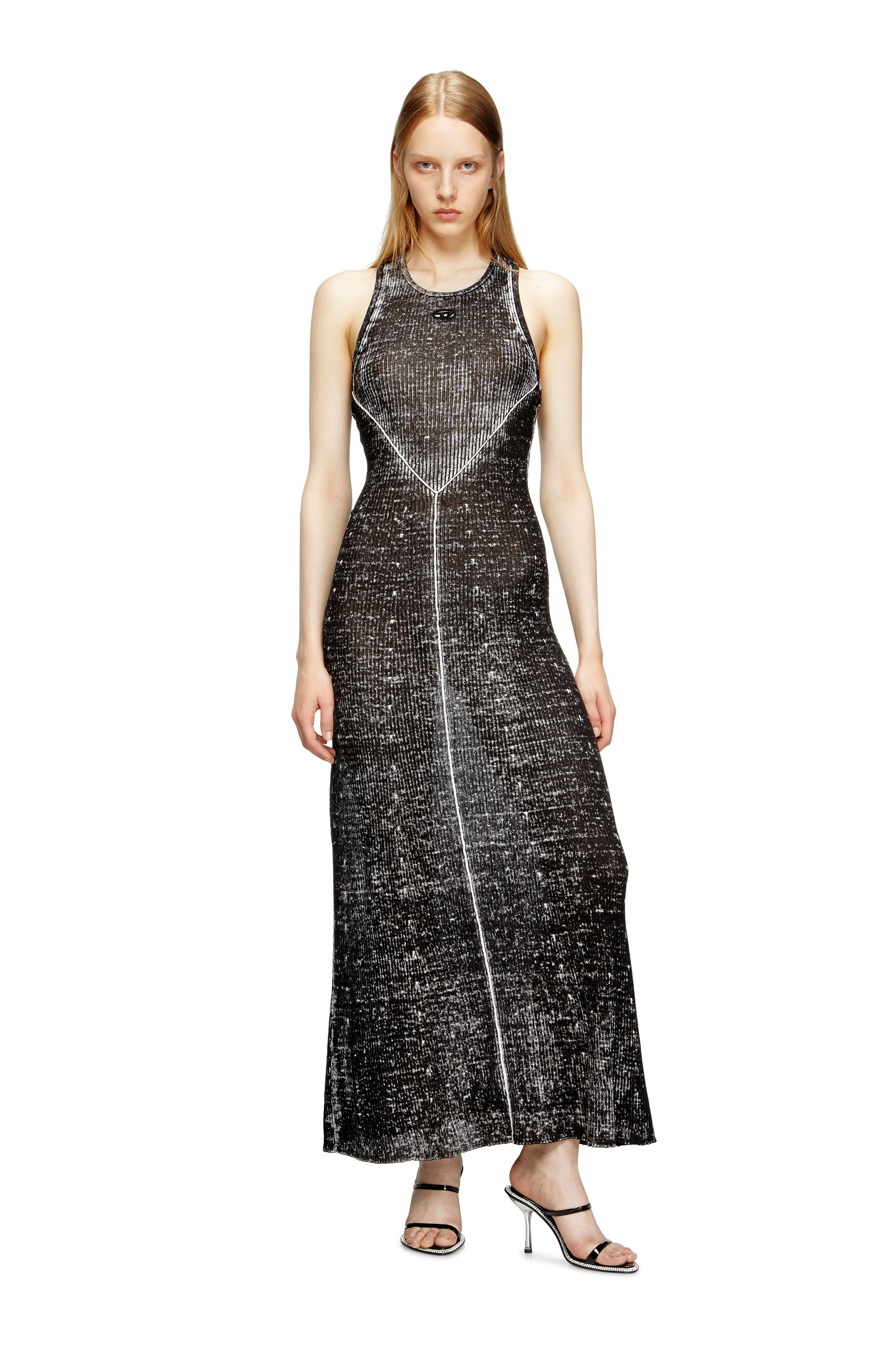 Diesel - M-RAB, Robe en lin tricoté avec logo cut-out Femme in Noir - 3