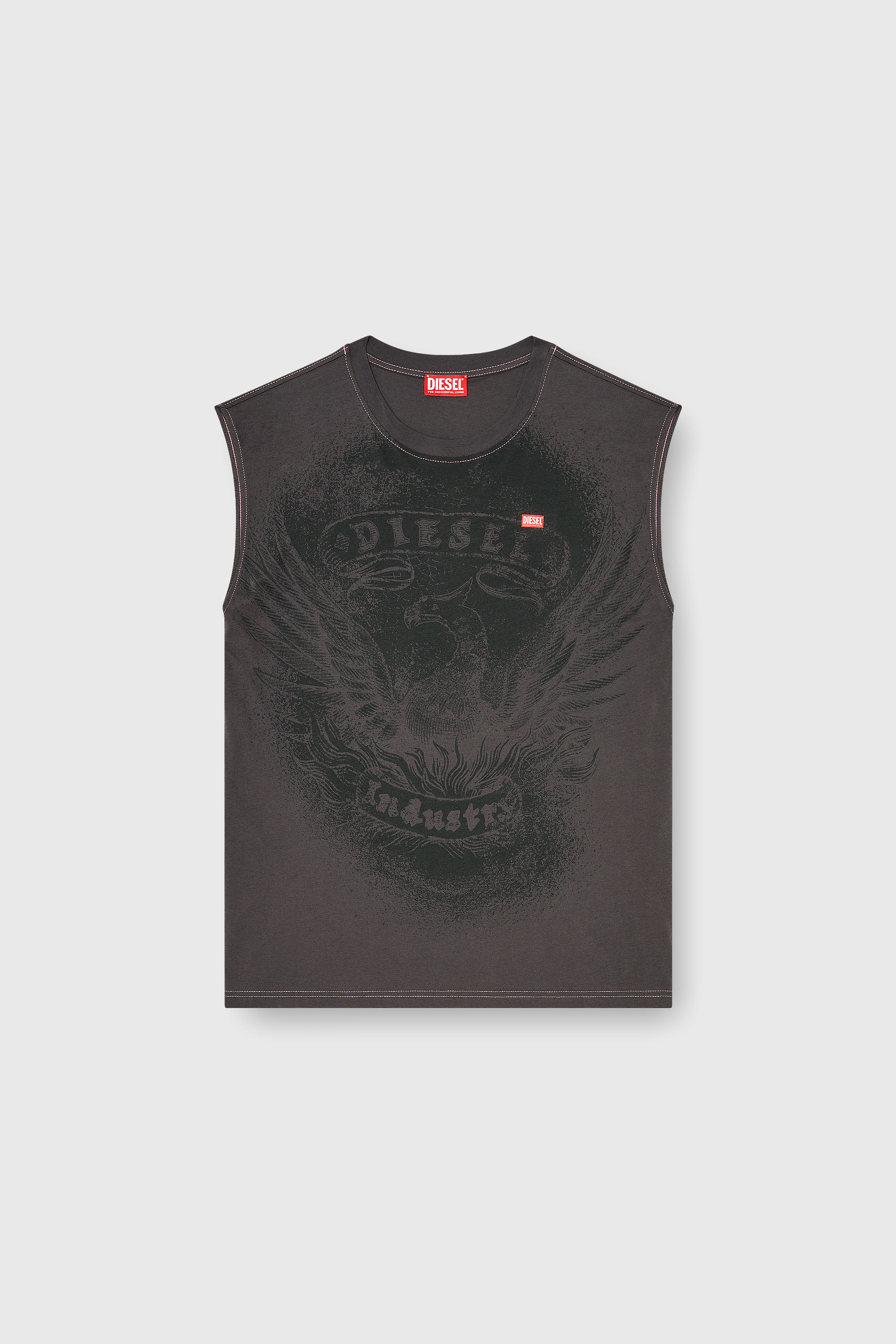 Diesel - T-BOXT-SL-NOTCH, Man's Sleeveless top in cotton with tonal graphic in Dark grey - 2