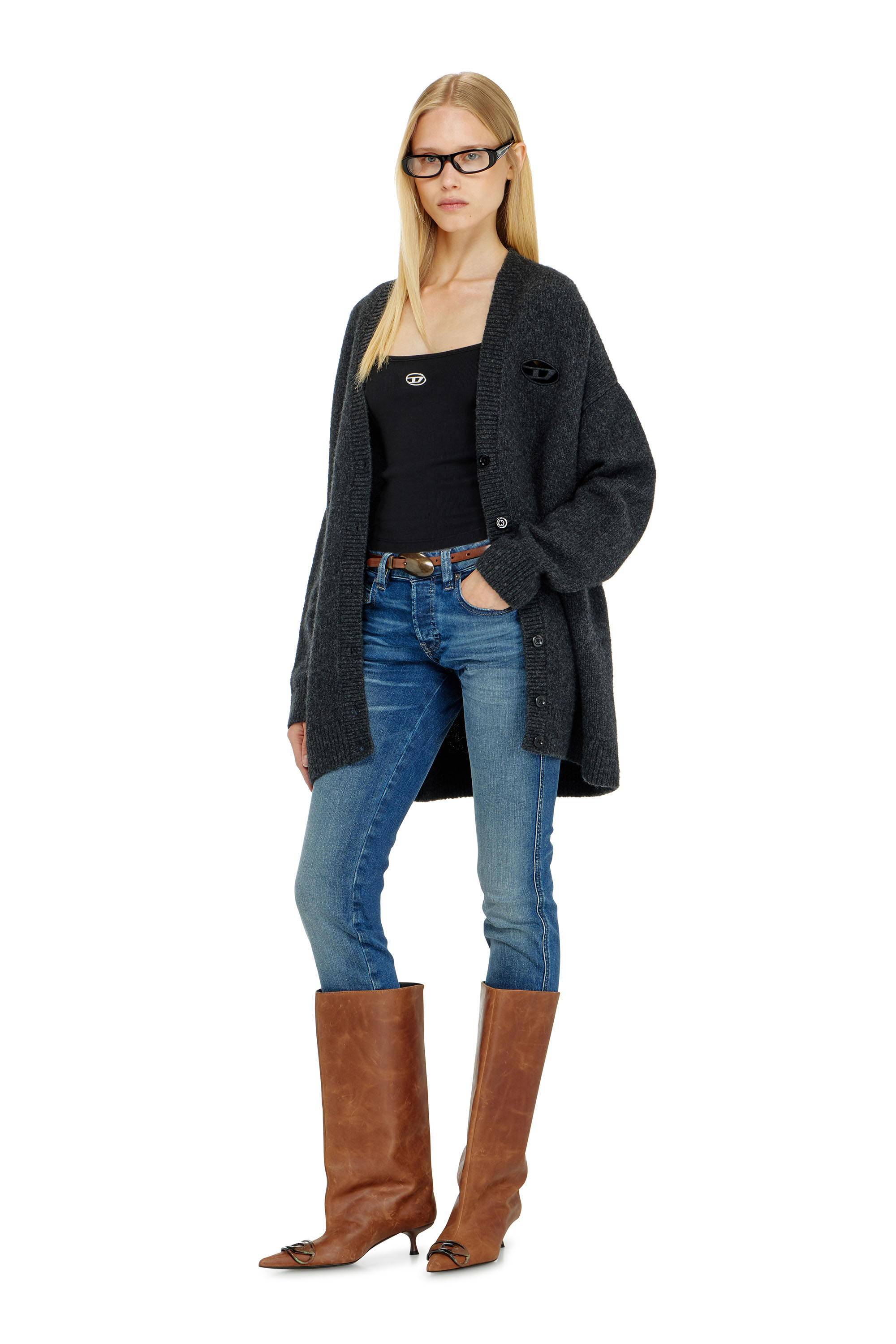 Diesel - T-HUPY-OD, Haut c&ocirc;tel&eacute; avec Oval D m&eacute;tallique Femme in Noir - 2
