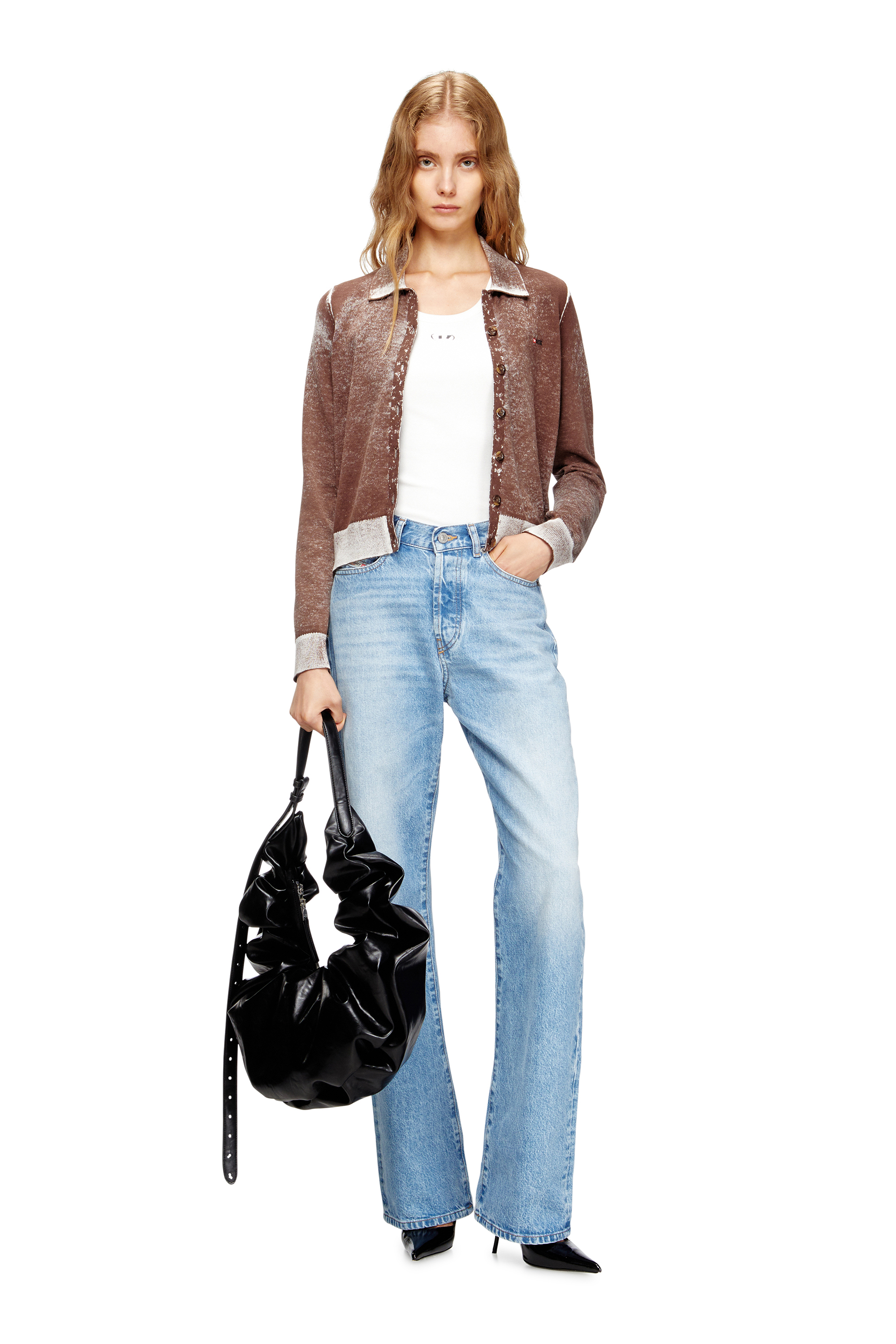 Diesel - GRAB-D HOBO L, Grand sac hobo froissé en PU brillant Femme in Noir - 2