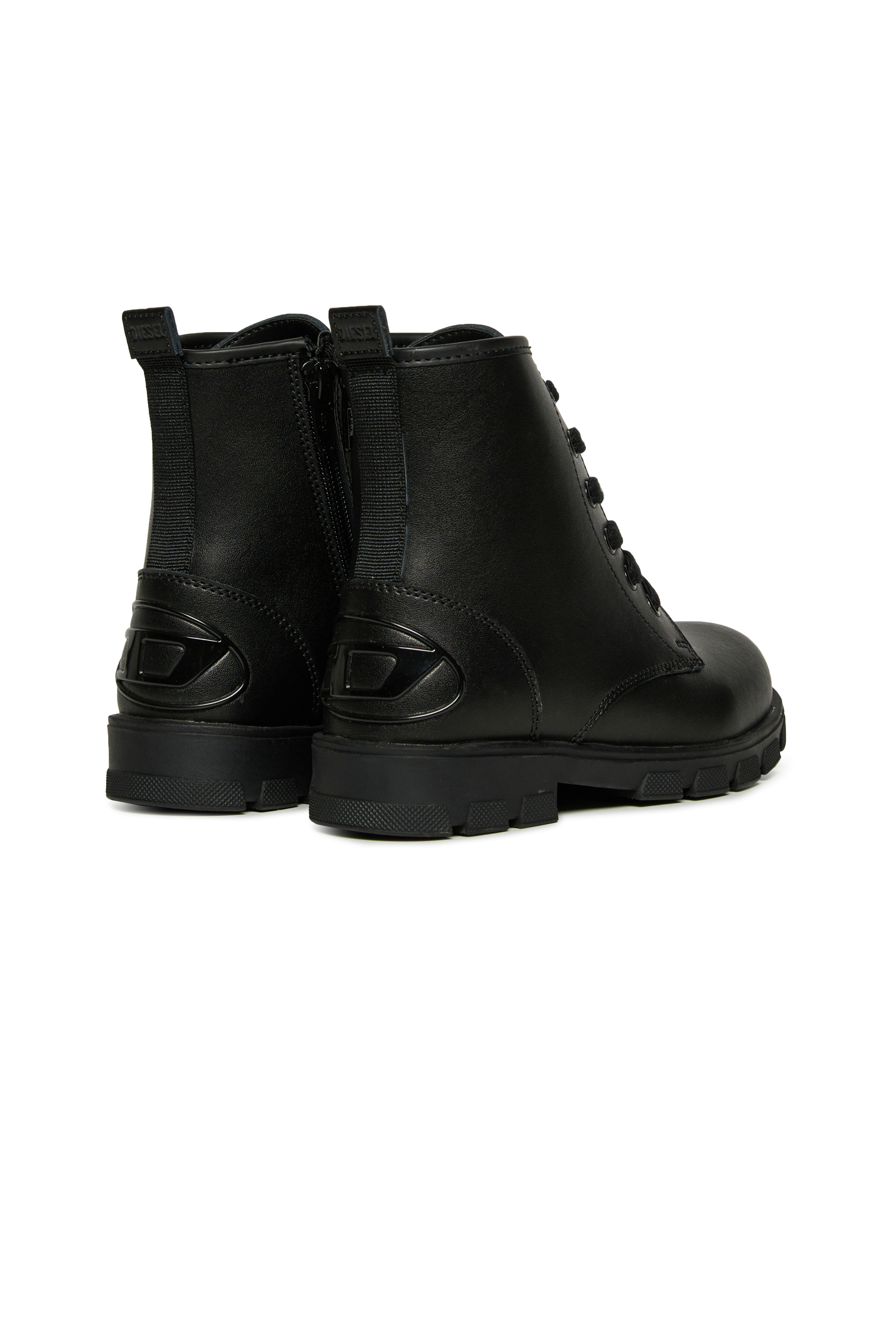 Diesel - D-HAMMER AK LACE, D-Hammer Bottes en cuir avec fermeture éclair latérale Mixte in Noir - 3