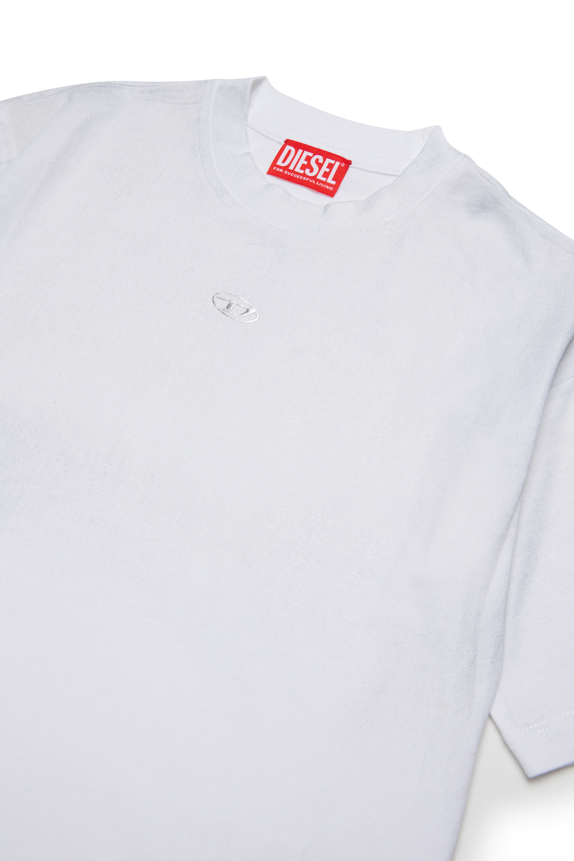 Diesel - TANORMYS2, T-shirt en coton avec broderie ton sur ton Oval D Femme in Blanc - 3