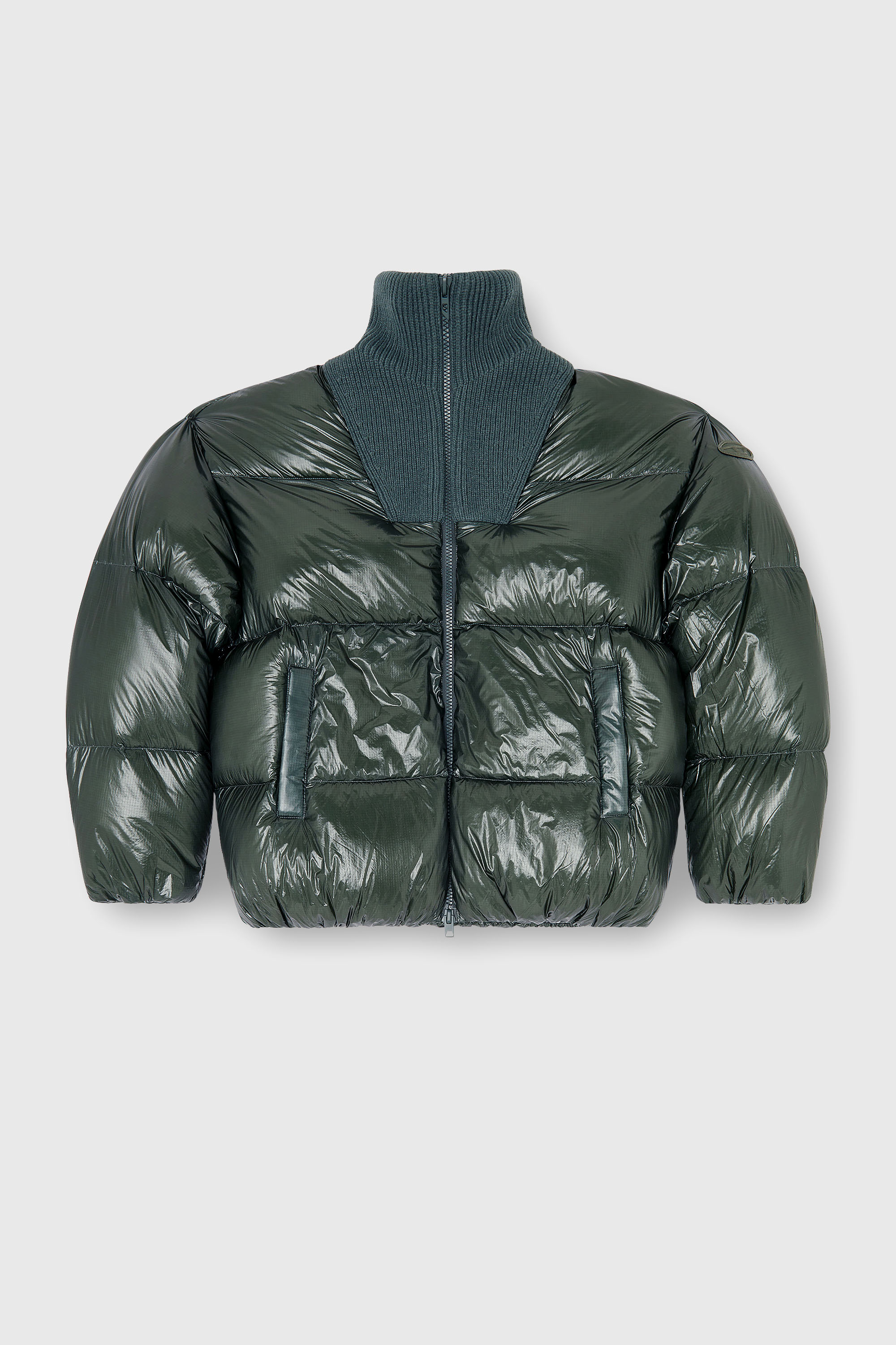 Diesel - W-RIBB, Doudoune en ripstop &agrave; col c&ocirc;tel&eacute; Homme in Vert - 2