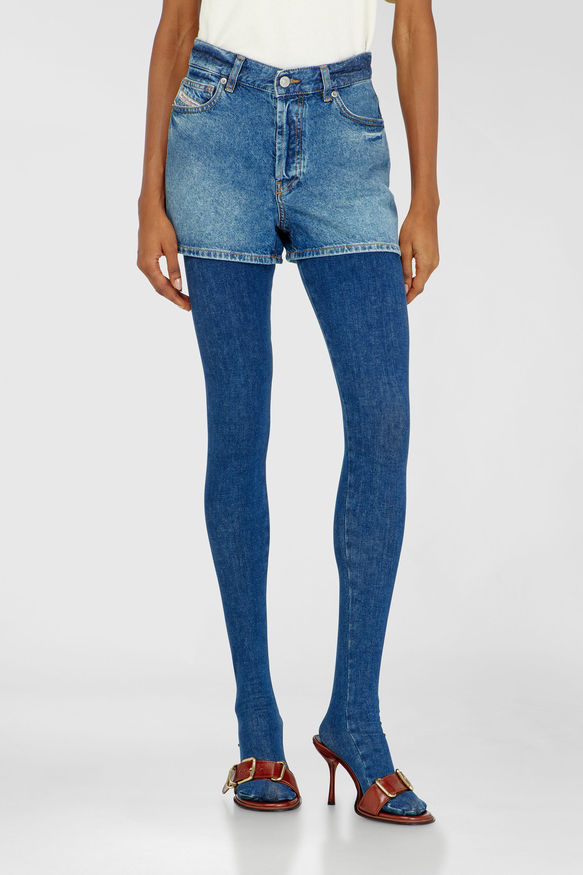 Diesel - DE-HELIOS, Short en denim us&eacute; Femme in Bleu - 1