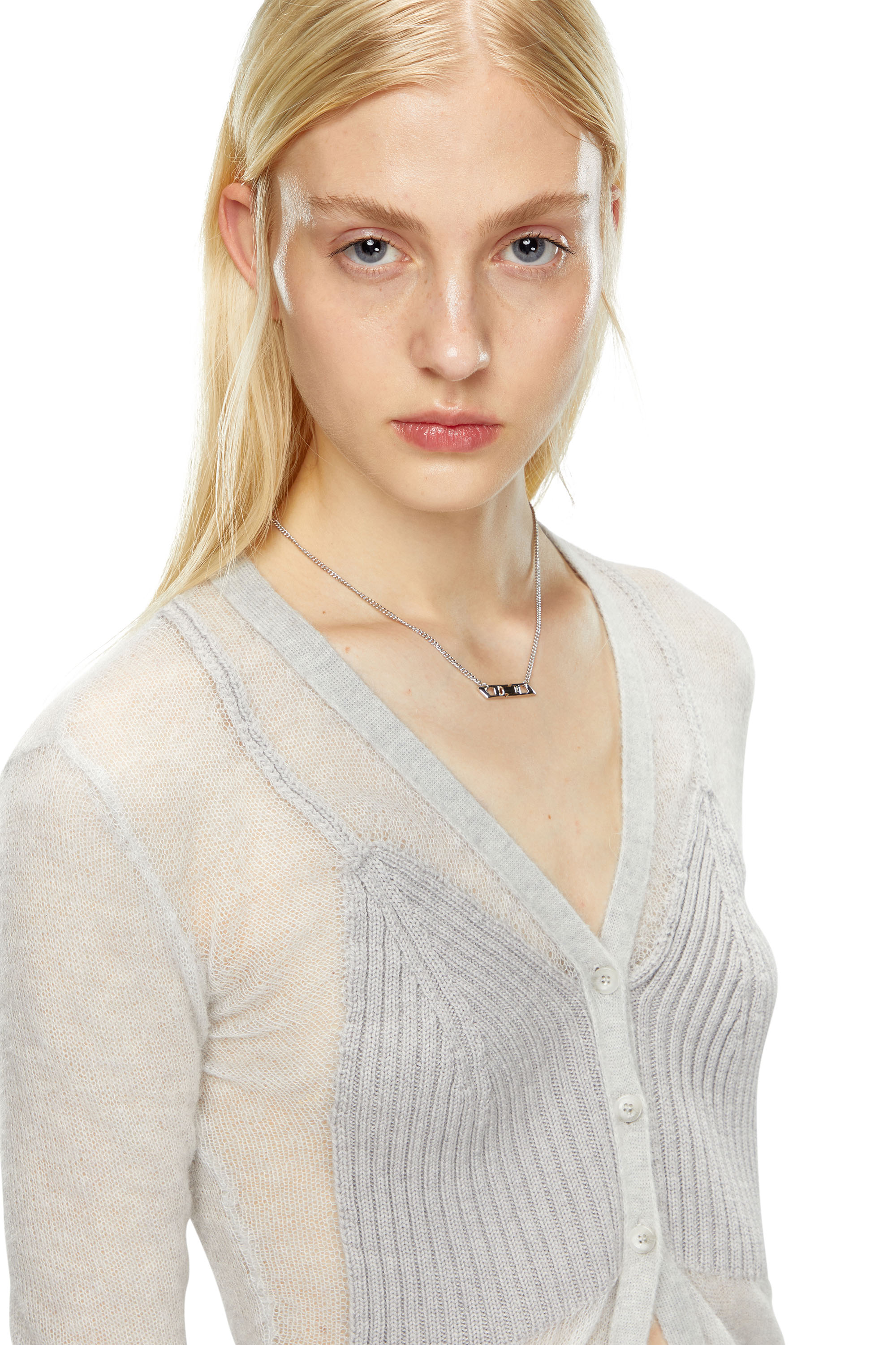 Diesel - M-ARINA, Femme Cardigan transparent avec détail soutien-gorge in Gris - Image 5
