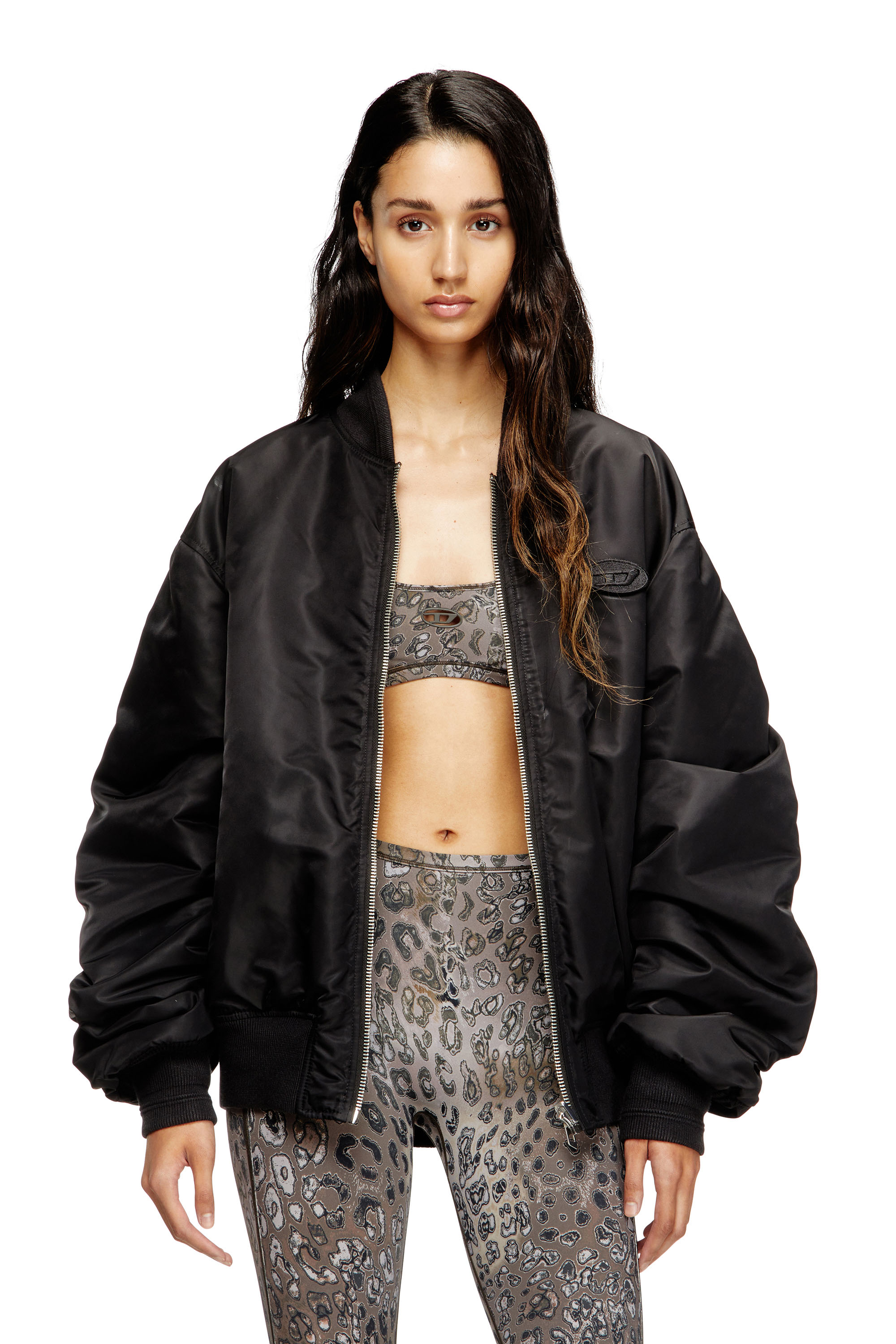 Diesel - CHELSEA-UTLT, Soutien-gorge de sport en nylon avec imprimé léopard Femme in Marron - 5