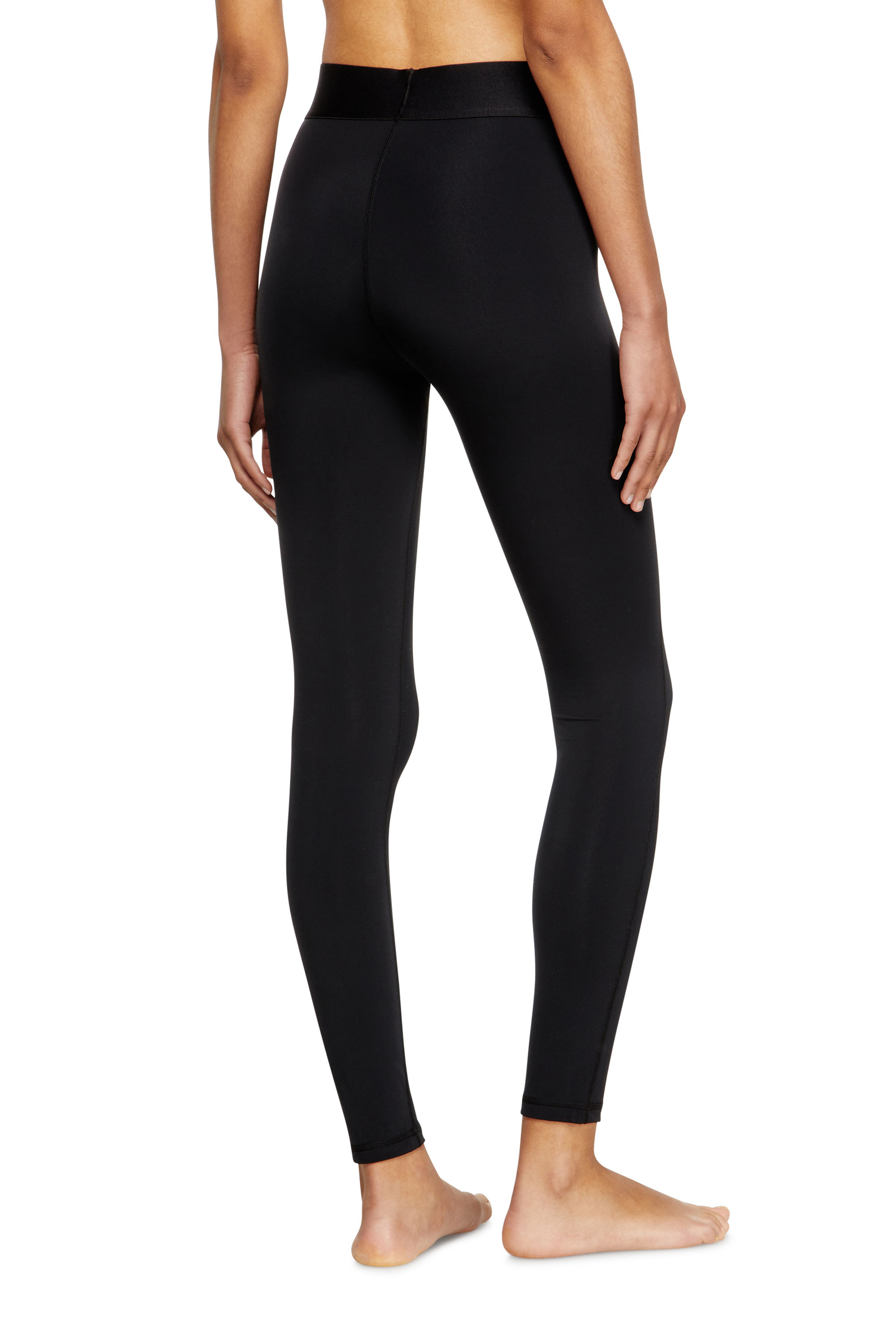 Diesel - ADELINE-D-POP, Leggings en microfibre avec logo tronqué Femme in Noir - 4