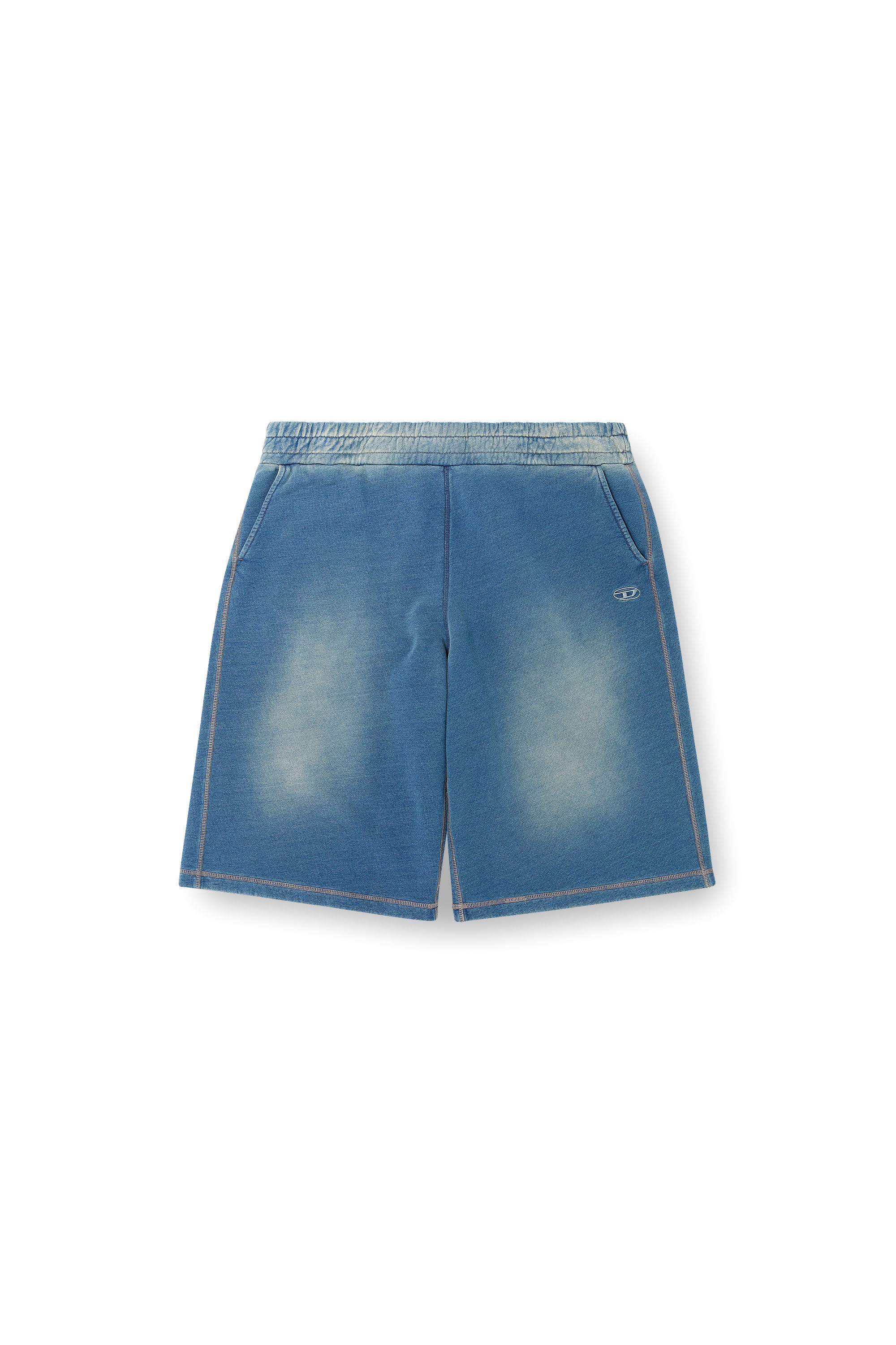 Diesel - P-CERCHIO, Short indigo de survêtement délavé Homme in Bleu - 3