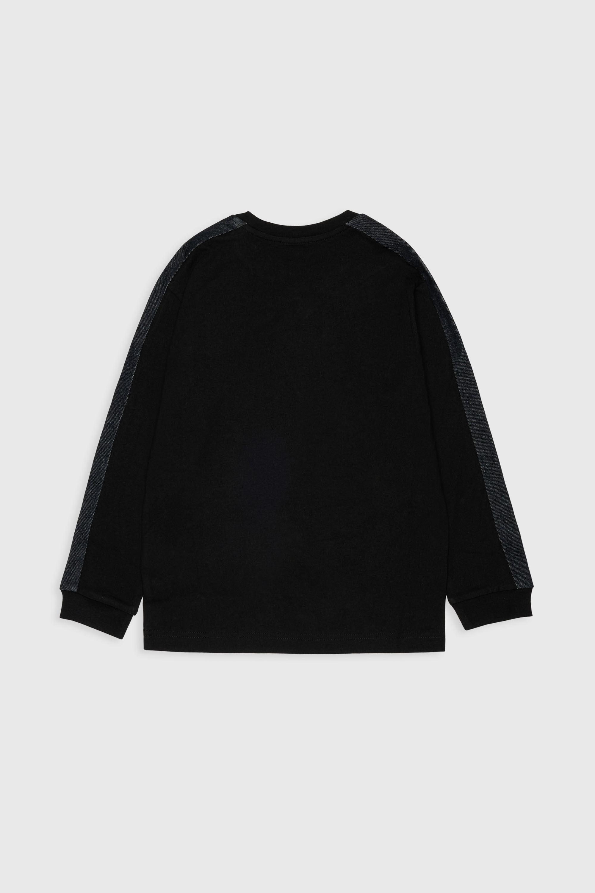 Diesel - TEAN OVER, T-shirt &agrave; manches longues avec logo et bandes contrast&eacute;es Homme in Noir - 2