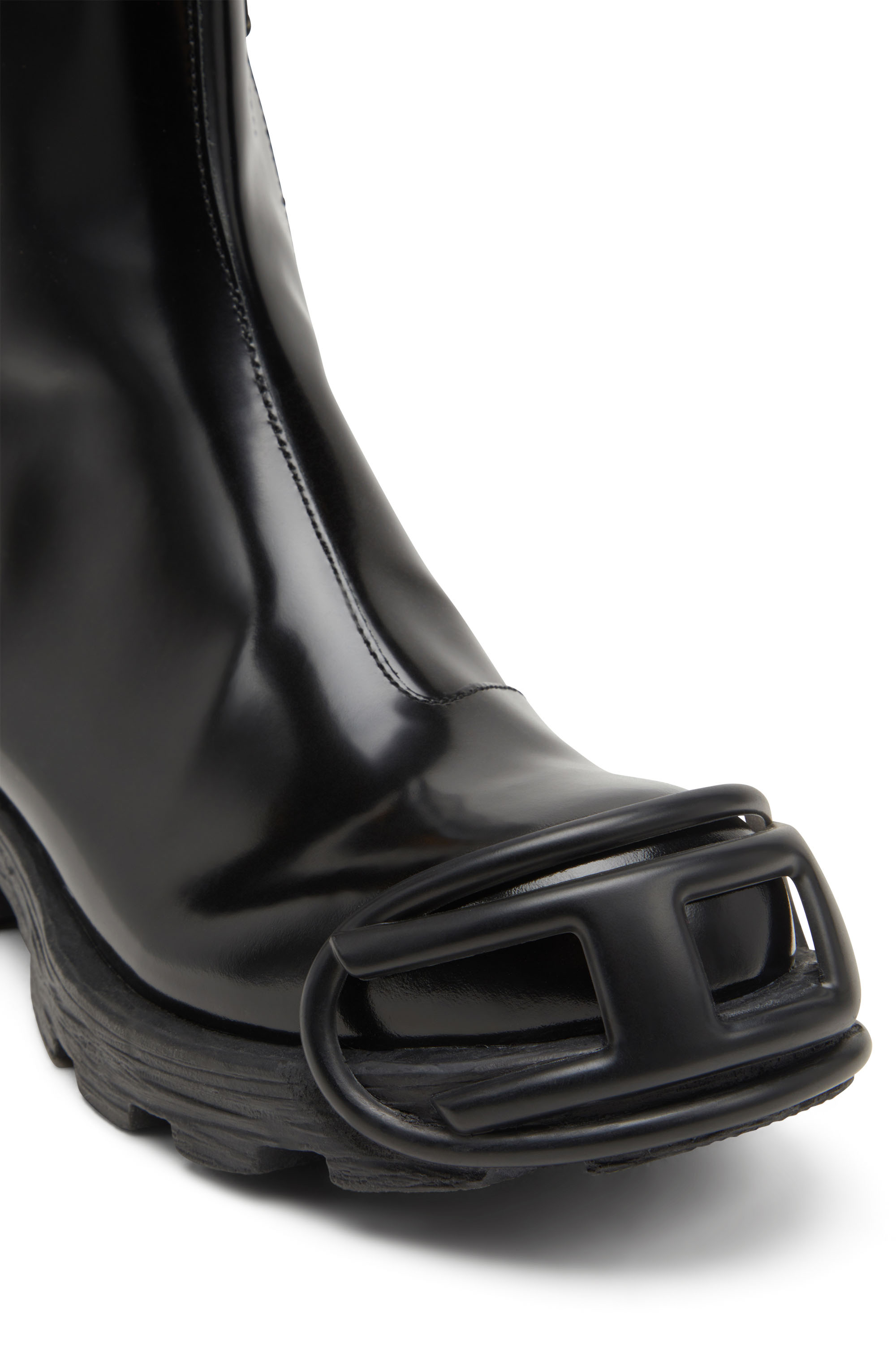 Diesel - D-HAMMER BT ZIP D, D-Hammer-Bottines Chelsea en cuir avec embout Oval D Homme in Noir - 4