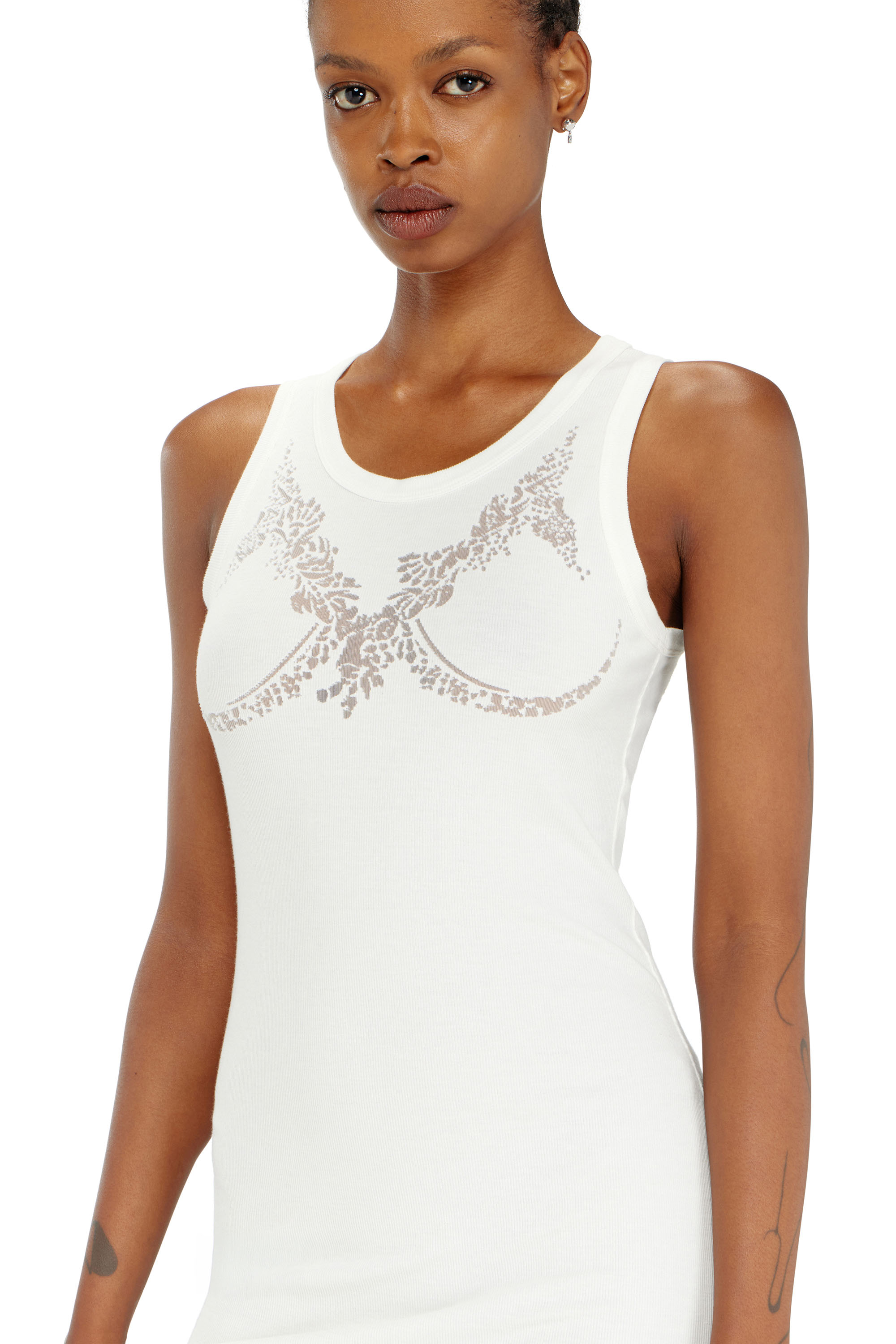 Diesel - PR-D-ANKI-LACE-R, Woman's Mini tank dress with devor&eacute; lace effect in White - 4