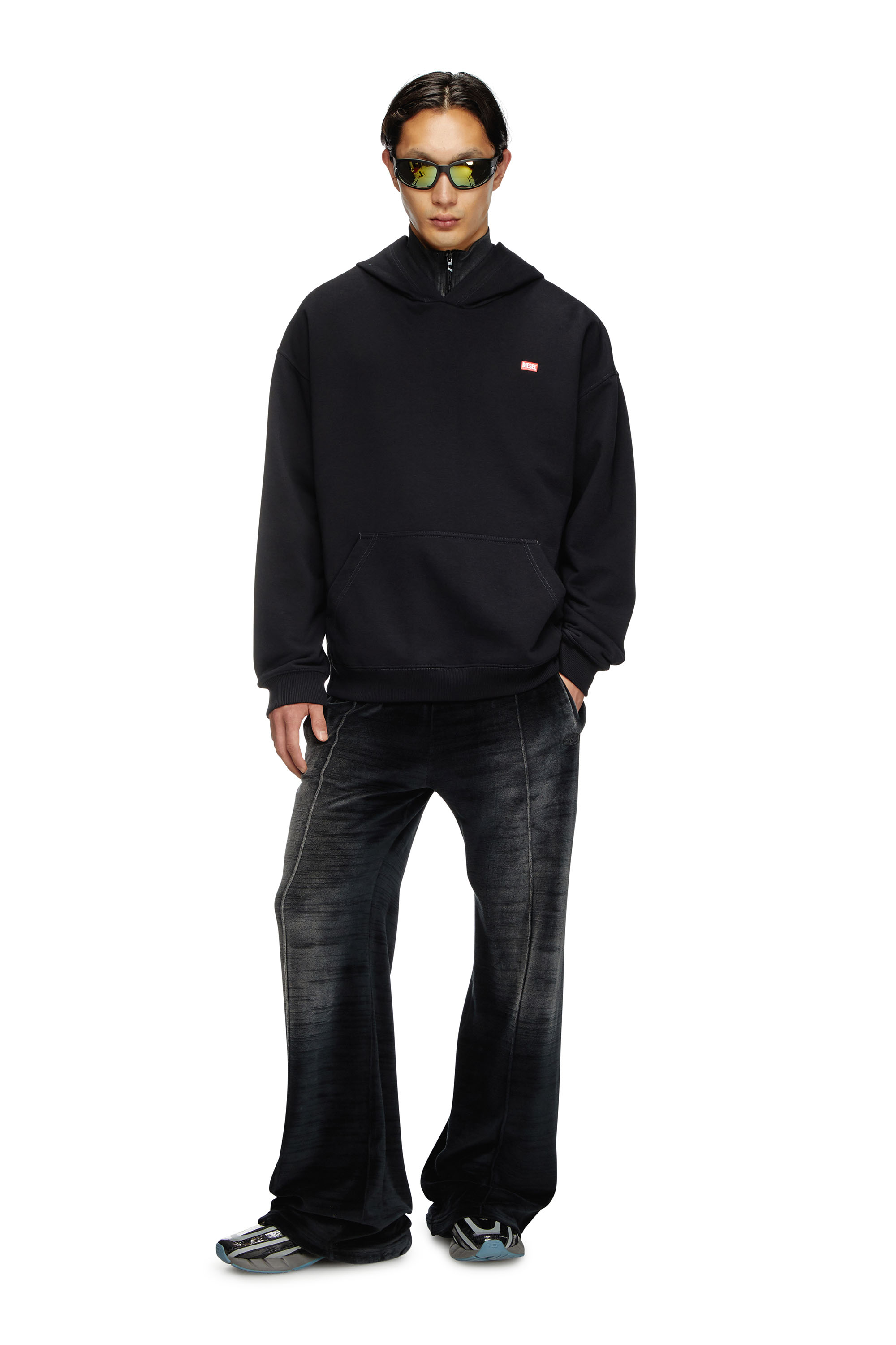 Diesel - S-BOXT-HOOD-R11, Sweat-shirt à capuche avec imprimé du défilé Homme in Noir - 2