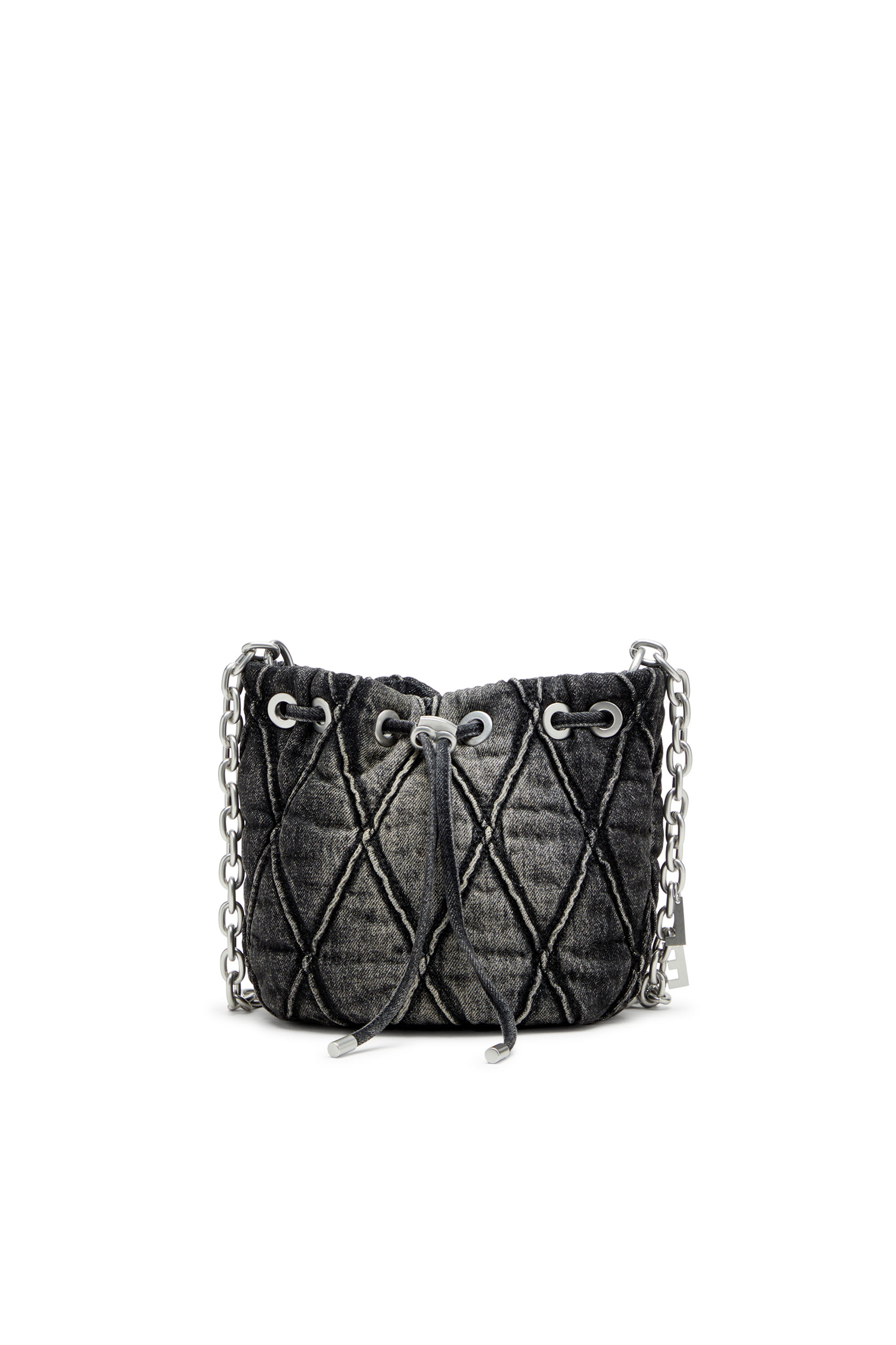 Diesel - CHARM-D BUCKET S, Charm-D S-Mini sac seau en denim matelassé traité Femme in Noir - 1