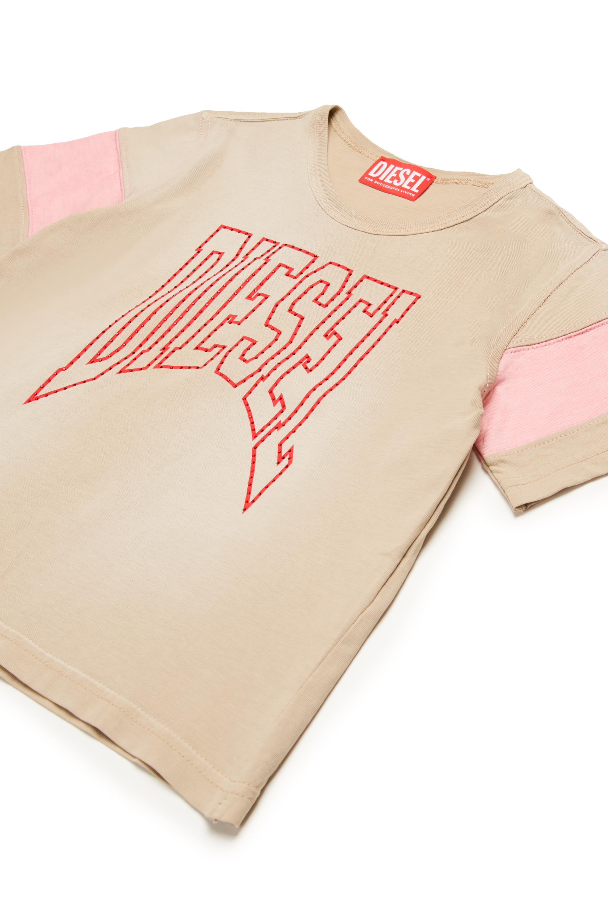 Diesel - TUNCUSL, T-shirt avec logo contour en cristal Femme in Marron - 3
