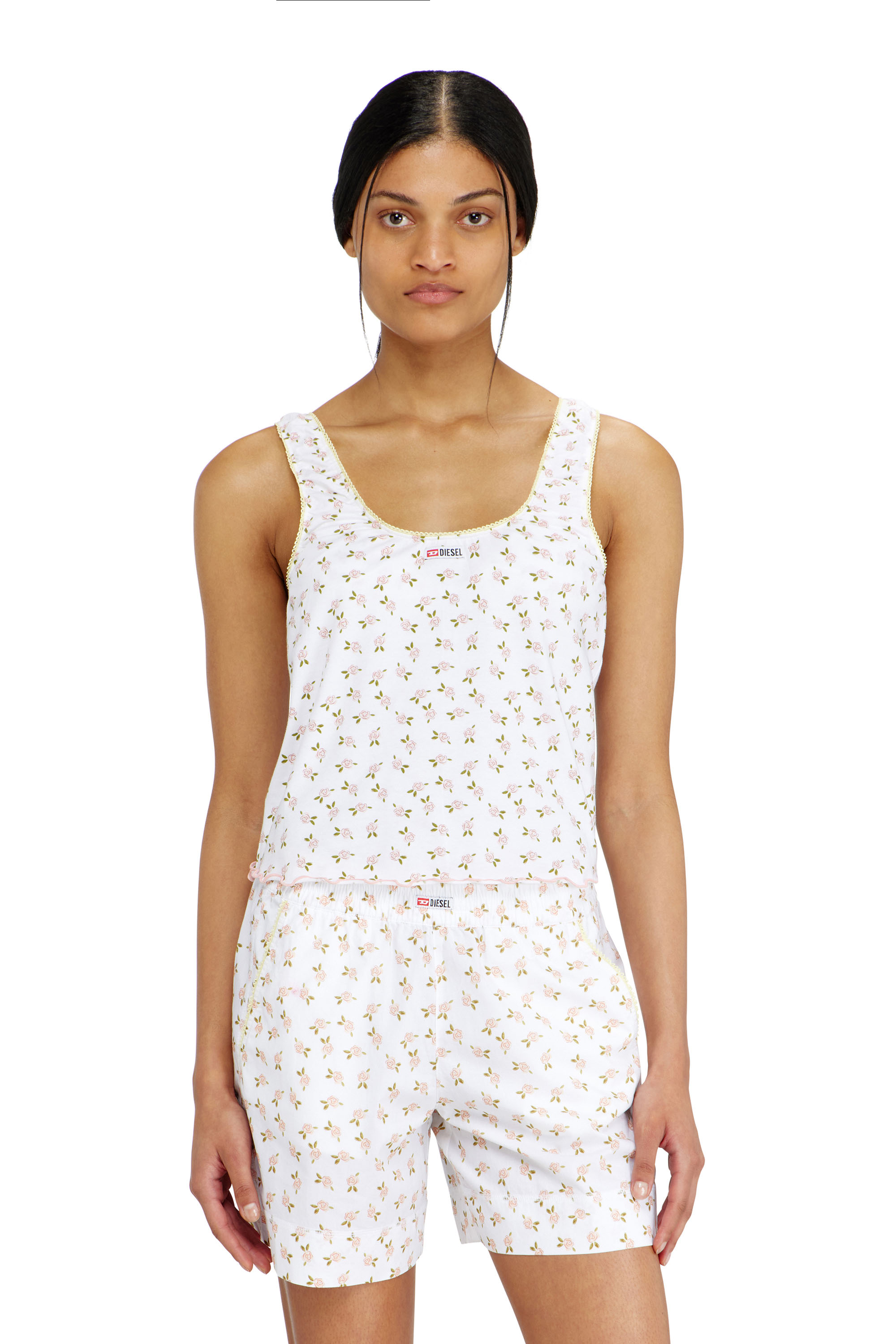 Diesel - GEORGIE-D-CORE, Top en coton stretch &agrave; imprim&eacute; fleuri Femme in Blanc - 2