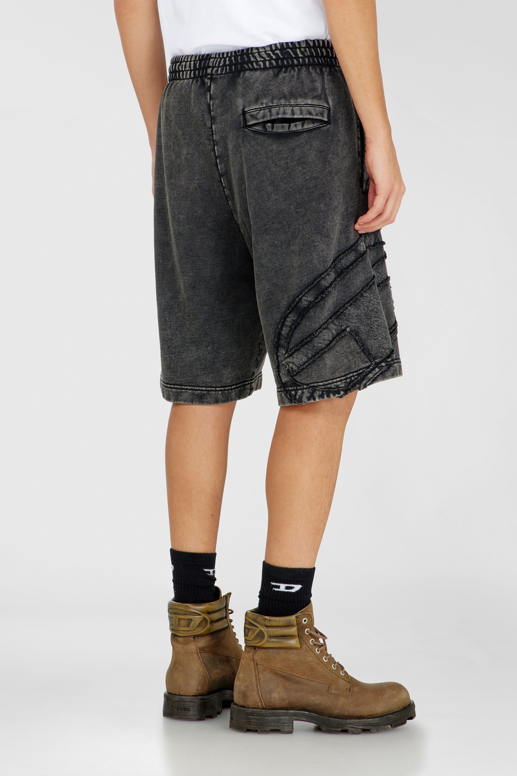 Diesel - P-CROW-MEGCUT, Man's Sweat shorts with sectioned Oval D logo in Black - 4