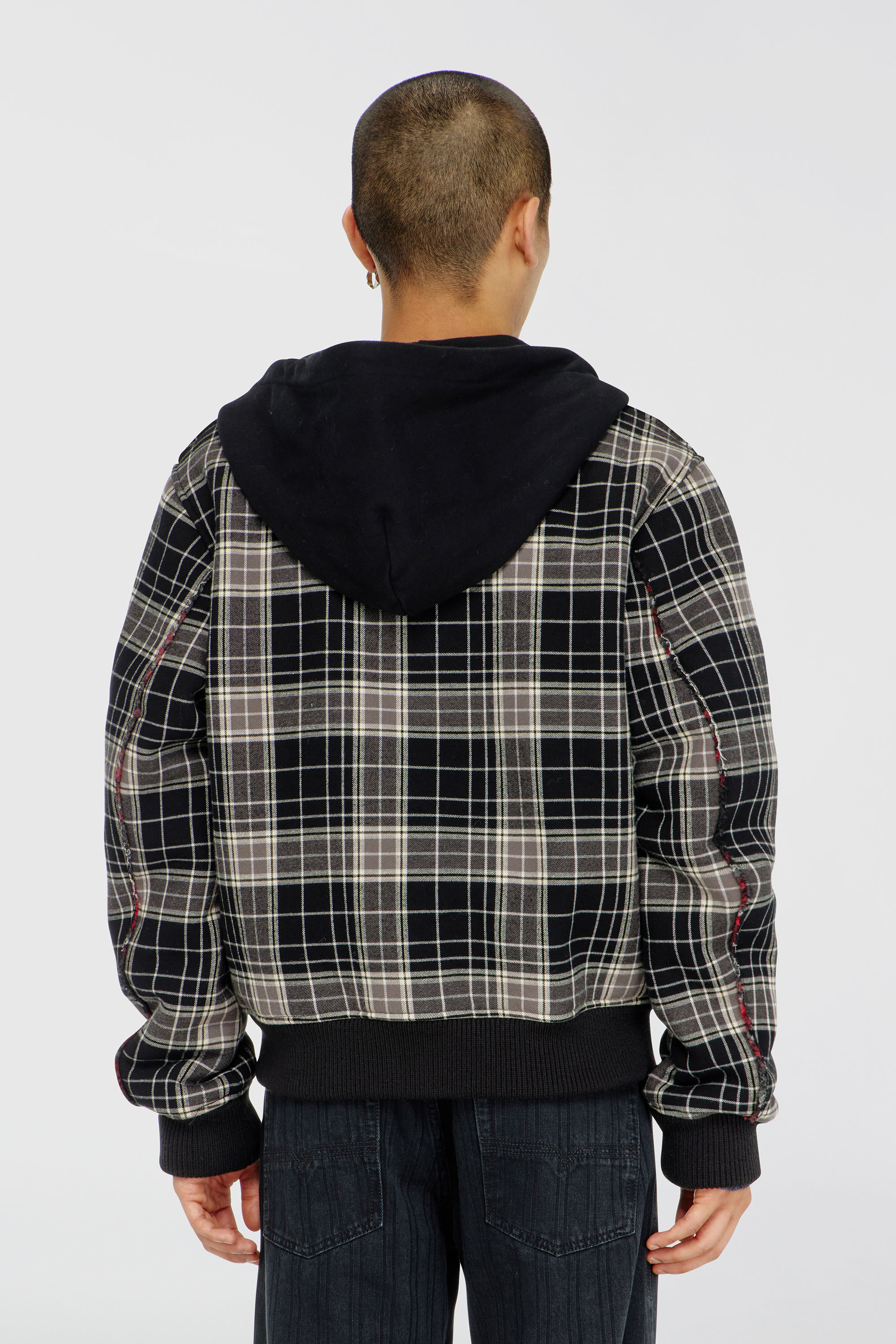 Diesel - W-KUNST, Blouson bomber &agrave; carreaux avec int&eacute;rieur effet teddy Homme in Polychrome - 4
